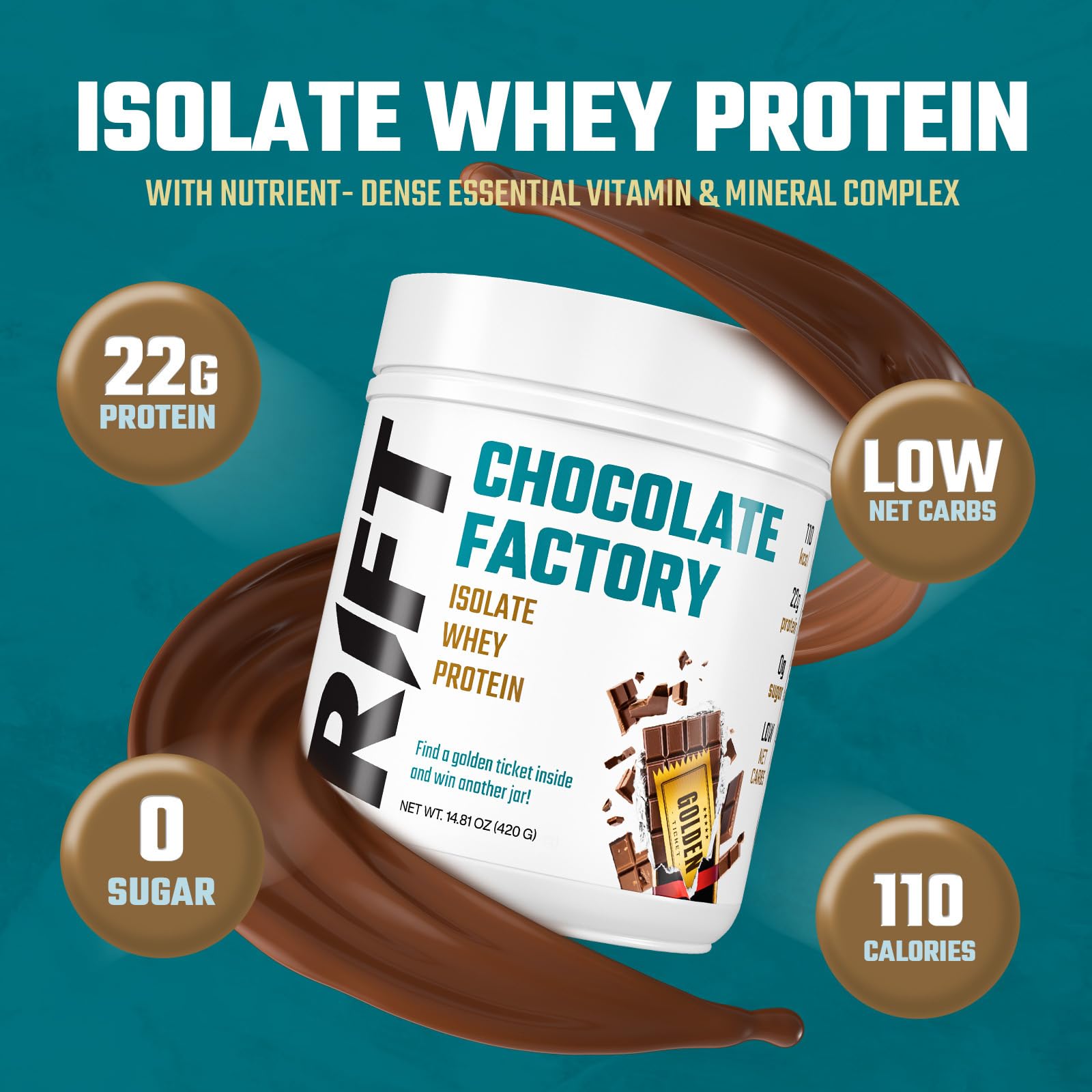 RIFT Chocolate Whey Protein Powder for Adult - Protein Isolate Powder Chocolate - AB Mystery