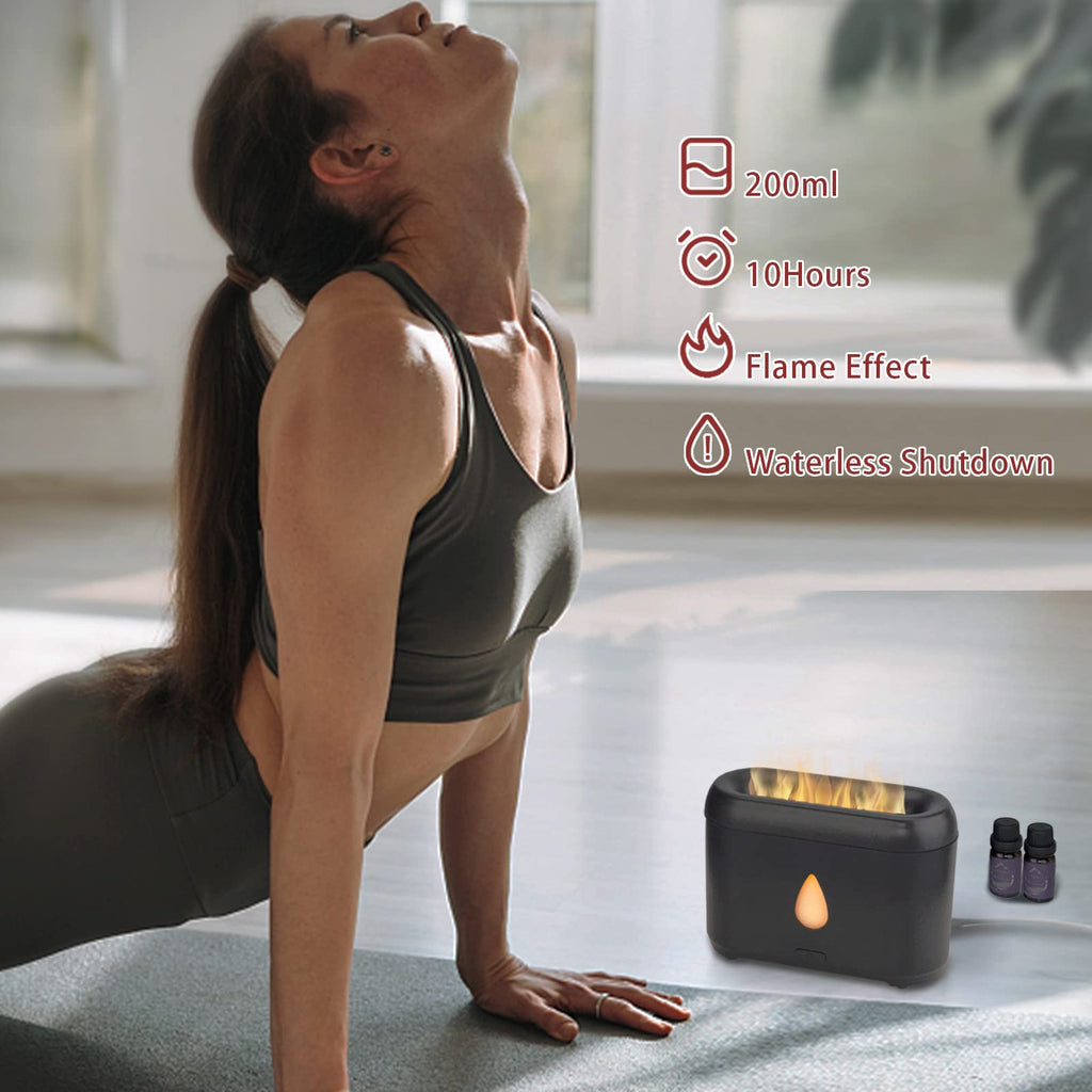 200ml Compact Small Flame Diffuser for Essential Oil (Black) - AB Mystery