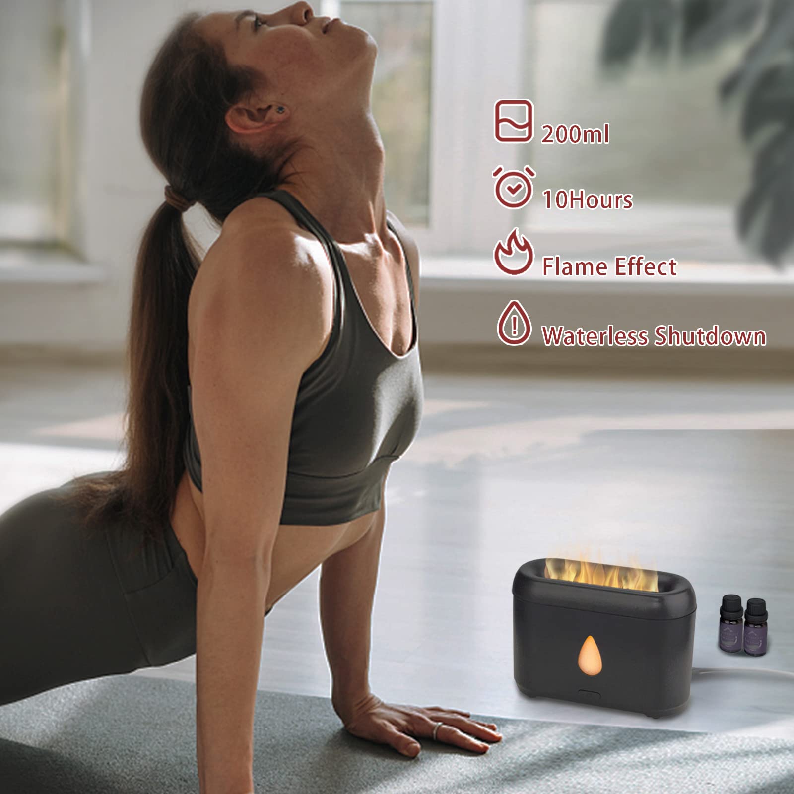 200ml Compact Small Flame Diffuser for Essential Oil (Black) - AB Mystery