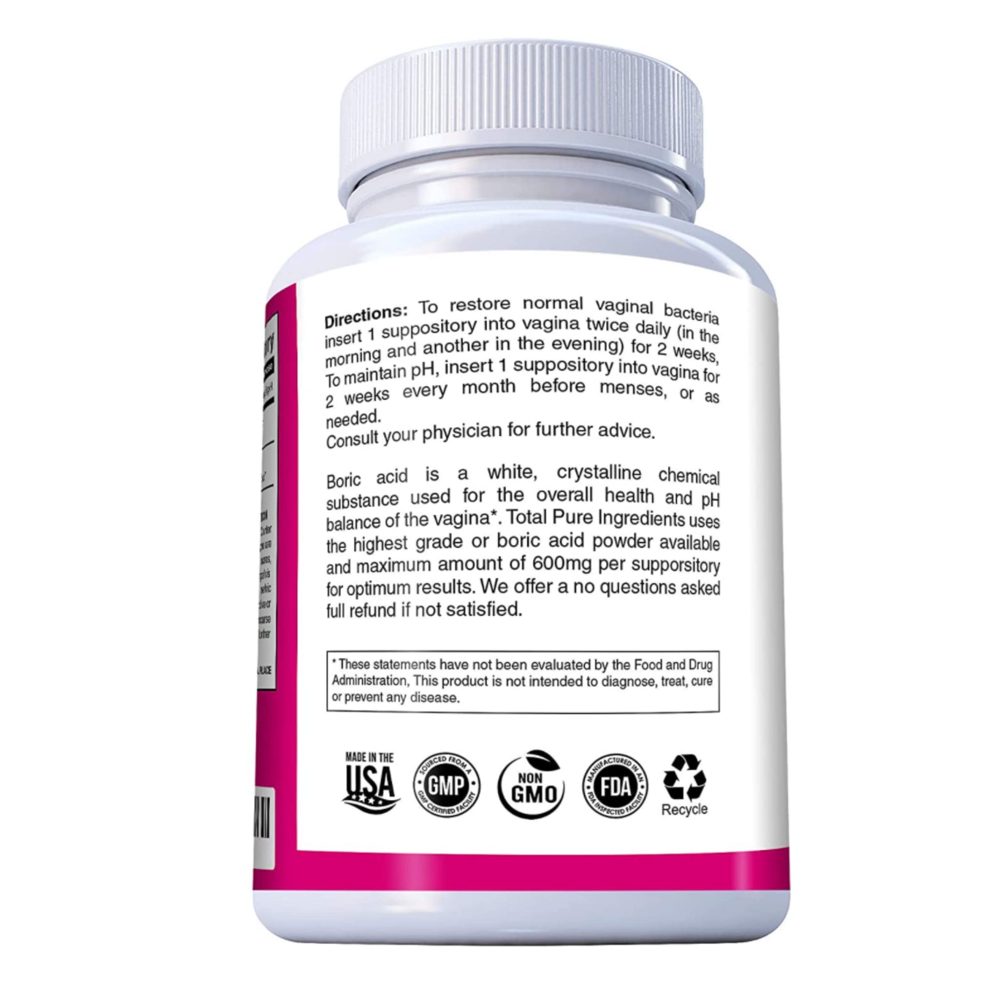 PURE PLANT HOME Boric Acid Suppositories Nature's Harmony 30 Count 600 mg 100% Pure Made in USA - AB Mystery