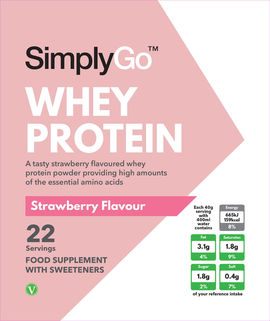 SimplyGo Whey Protein Powder | 900g | Simply Add 30g to Water, Juice or Shakes Simply Supplements