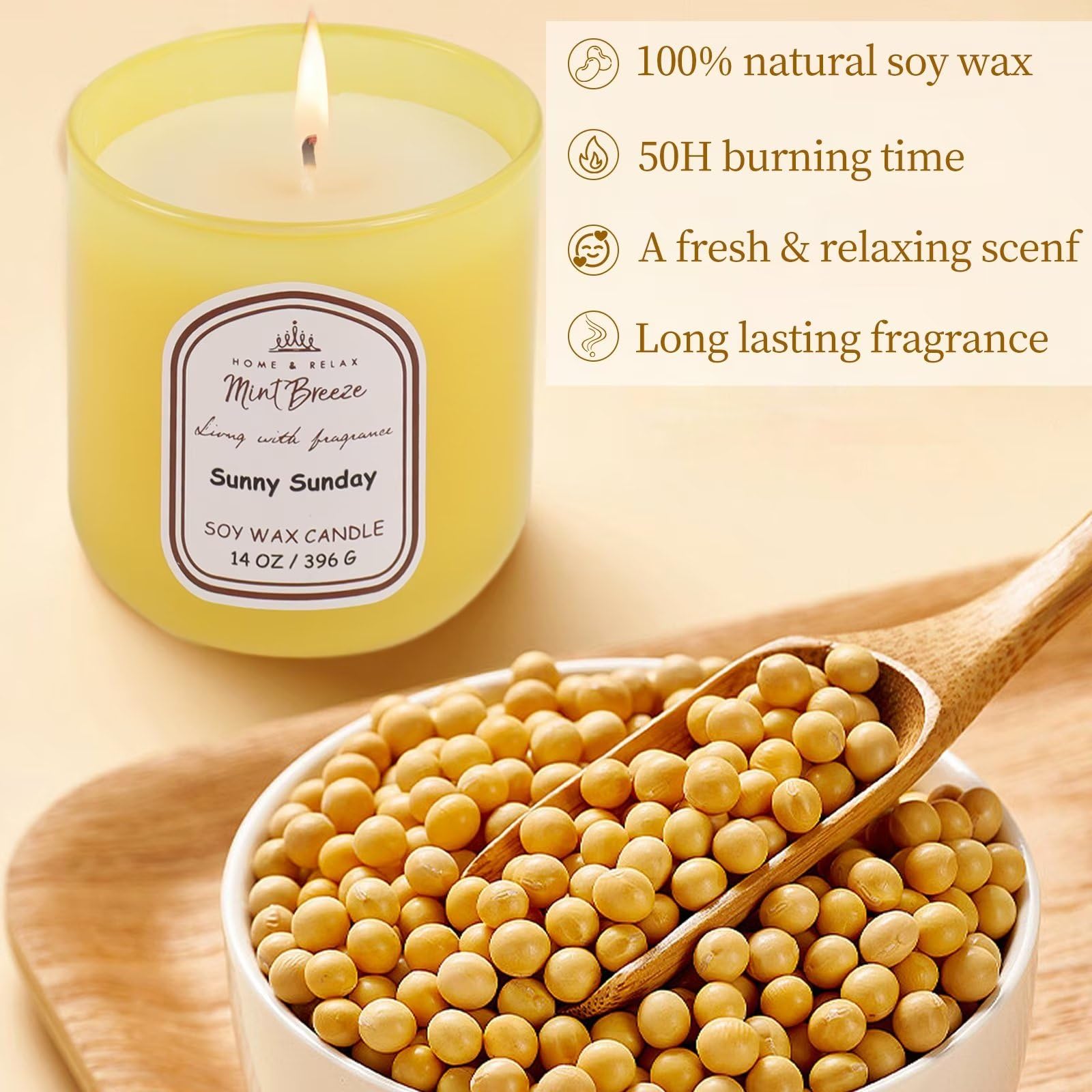 HOME & RELAX 14oz Scented Soy Wax Candle,Big Candle, More Than 80 Hours Long Lasting Burning time - AB Mystery