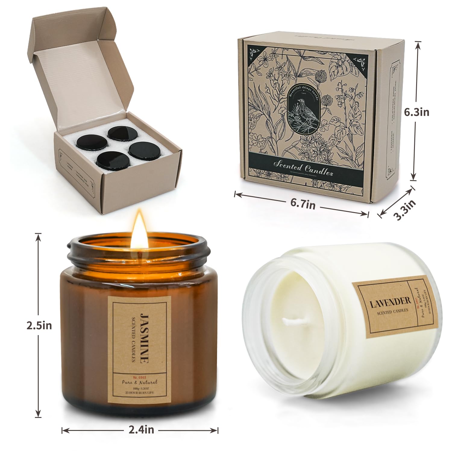 Aromatherapy Candles for Home Scented, 4 Pack Lavender Candles Gifts Set for Women - AB Mystery