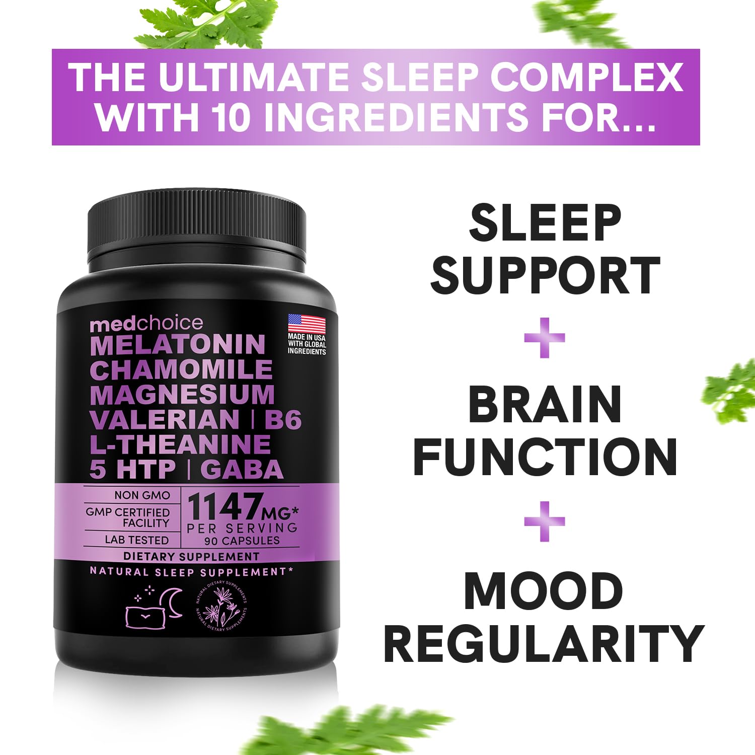 10-in-1 Melatonin Capsules - Melatonin 5mg Natural Sleep Aid for Adults - AB Mystery