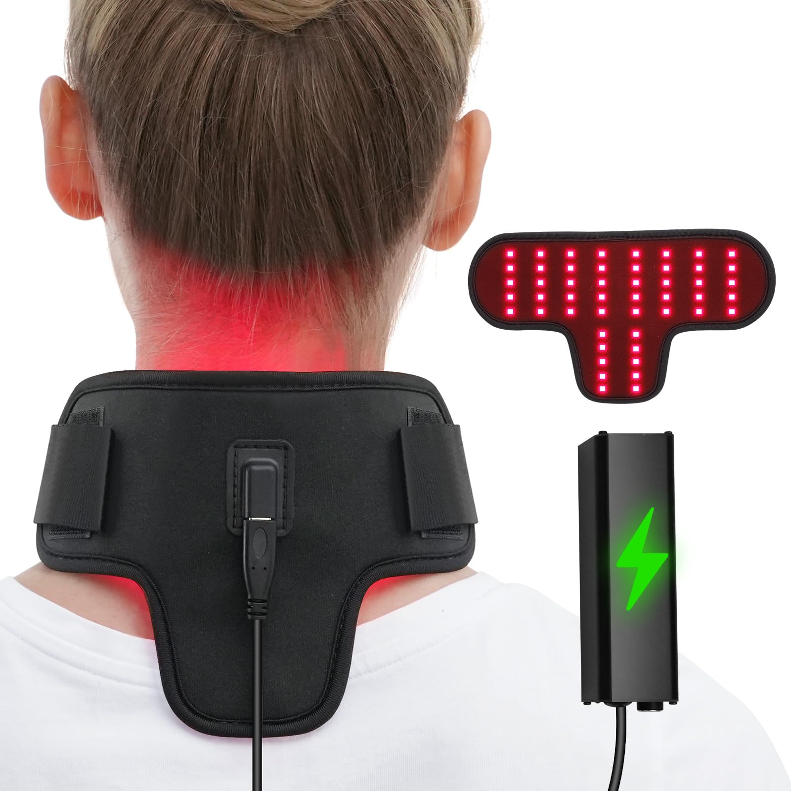 Rechargeable Red Light Therapy Neck Shoulder, Infrared Light Therapy for Body Pain Relief, Portable Red Light