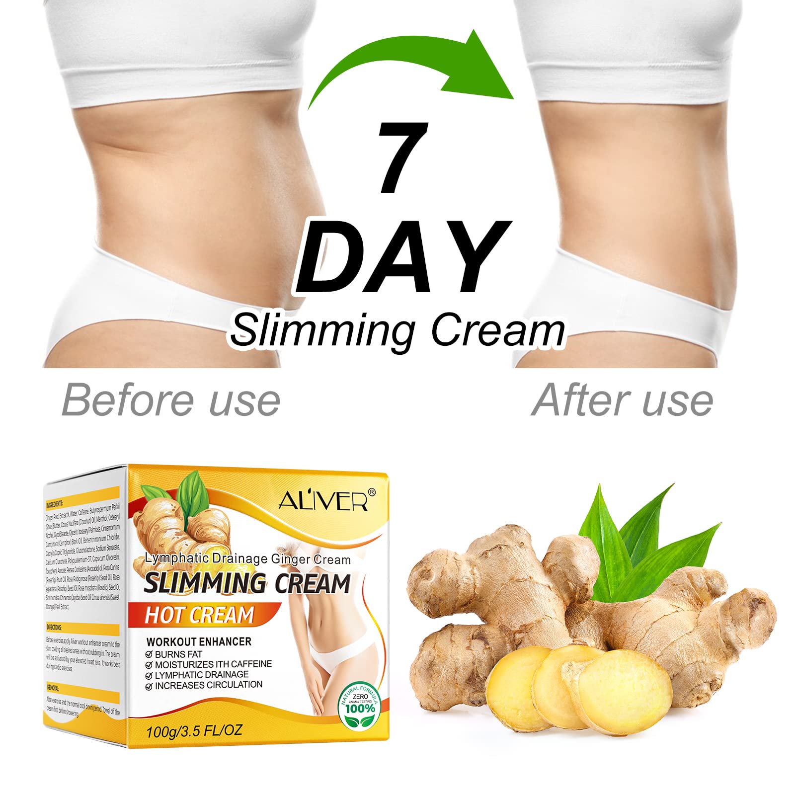 VOGSIG Anti Cellulite Slimming Cream Gel, Hot Cream, Ginger Fat Burning Weight Loss Full - AB Mystery