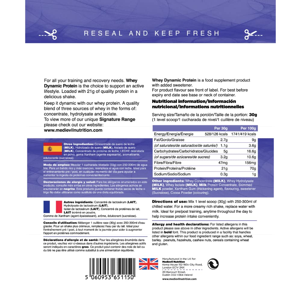 Medi-Evil Nutrition Whey Dynamic Protein, White Chocolate Flavour, 600g, 20 Servings Medi-Evil