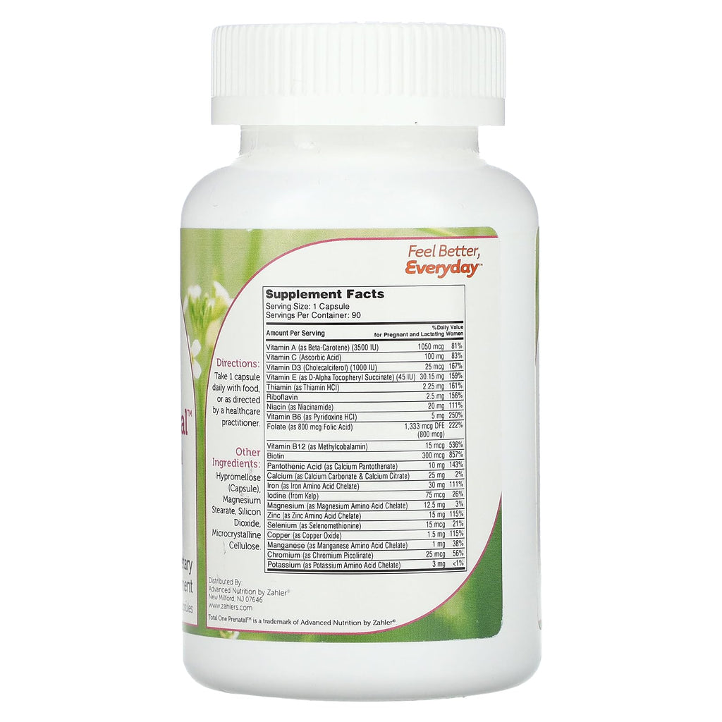 Zahler Total One Prenatal, Essential Once-Daily Prenatal, 90 Capsules Zahlers
