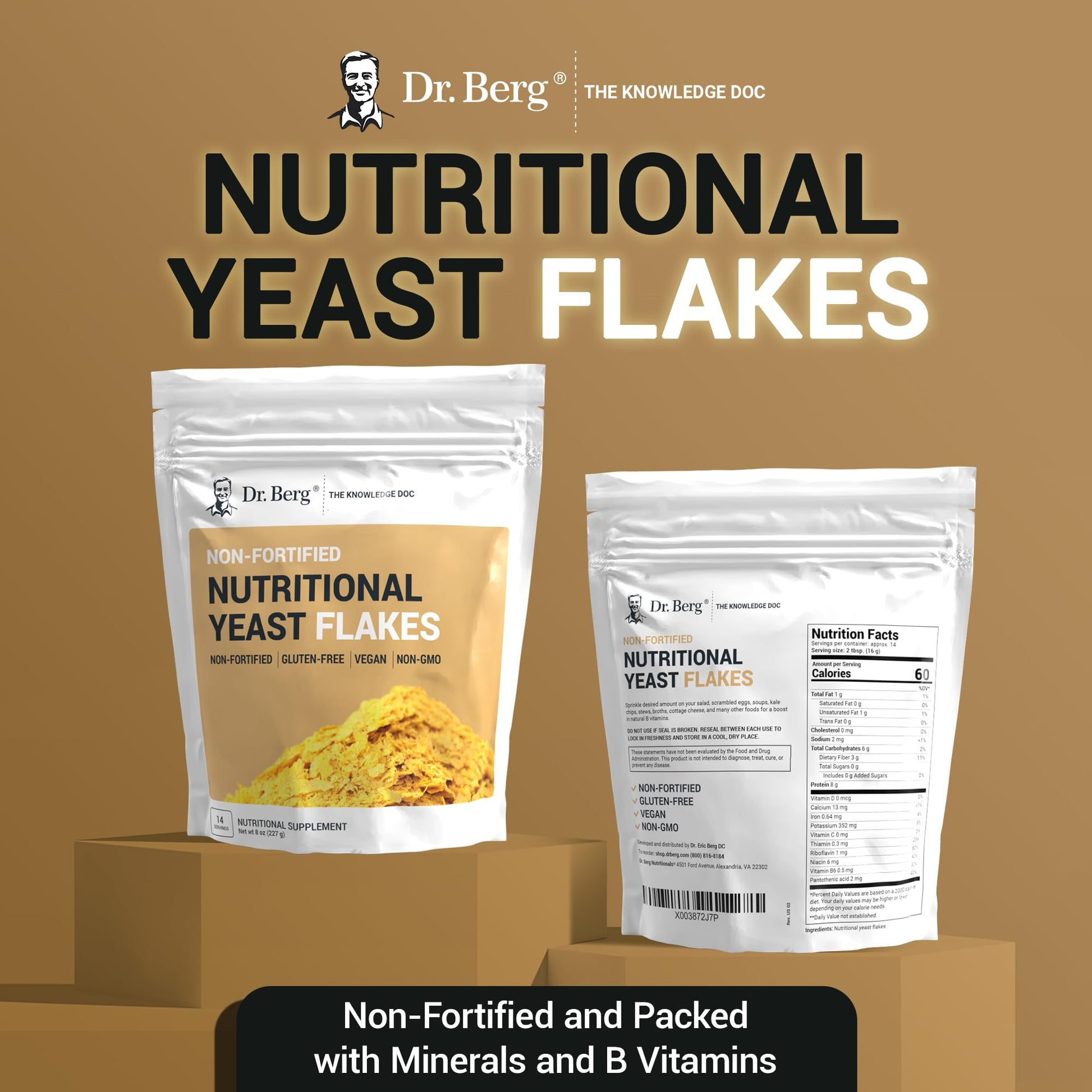 Dr. Berg Premium Nutritional Yeast Flakes - Delicious Non-Fortified Nutritional Yeast - AB Mystery