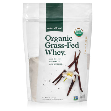 Natural Force Grass Fed Organic Whey Protein Powder – Non GMO Verified, Humane 