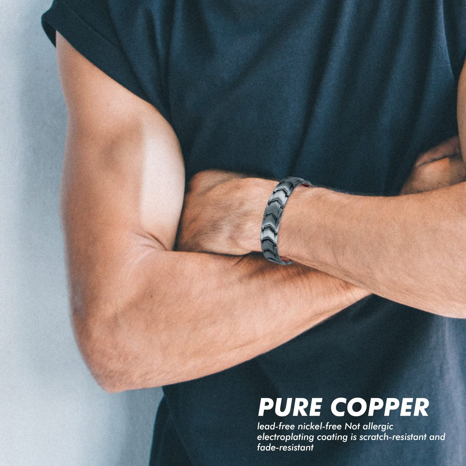 Auinz - Copper Bracelets for Men - 99.99% Solid Pure Copper Magnetic Bracelets Double-Row - AB Mystery