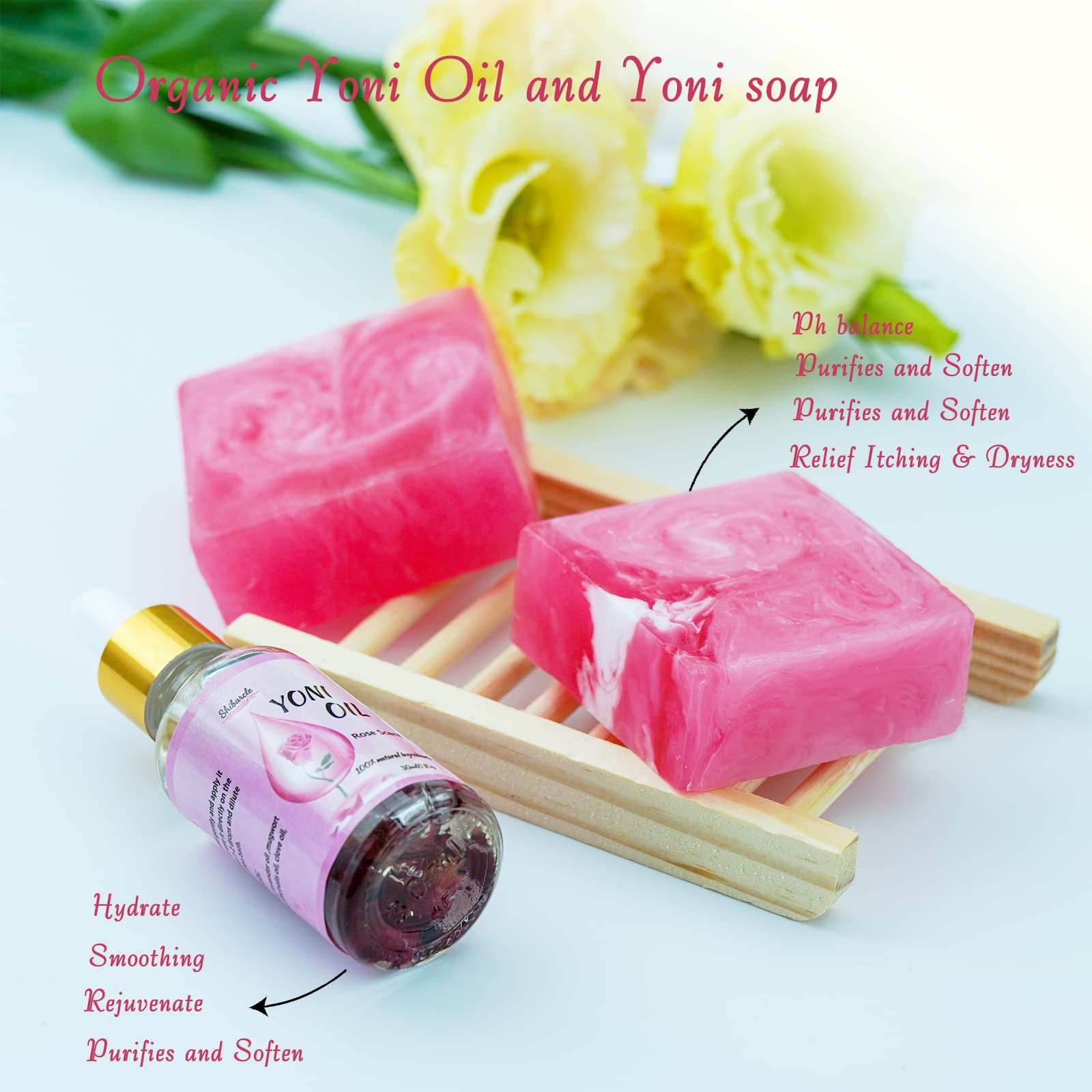 Yoni Soap Bars and Natural Yoni Oil Set, Yoni Oil Vaginal Wash for Women Feminine Wash Vaginial - AB Mystery