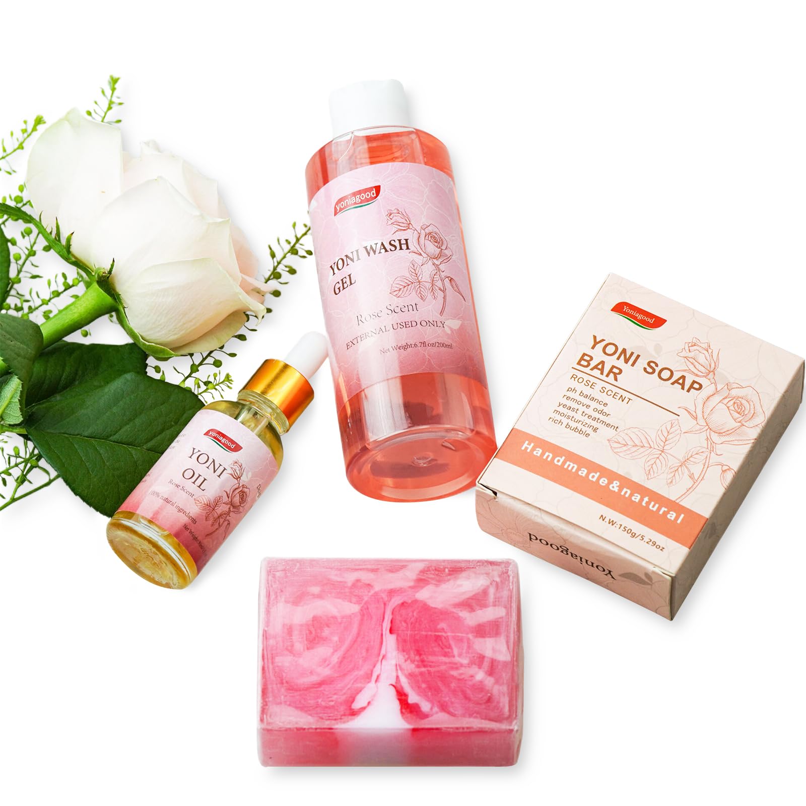 4 pack Yoni Wash Yoni Essential Oil Soap for Women Set, 2 * 30ml Feminine Oil, 6.7 fl.oz Feminine Wash - AB Mystery