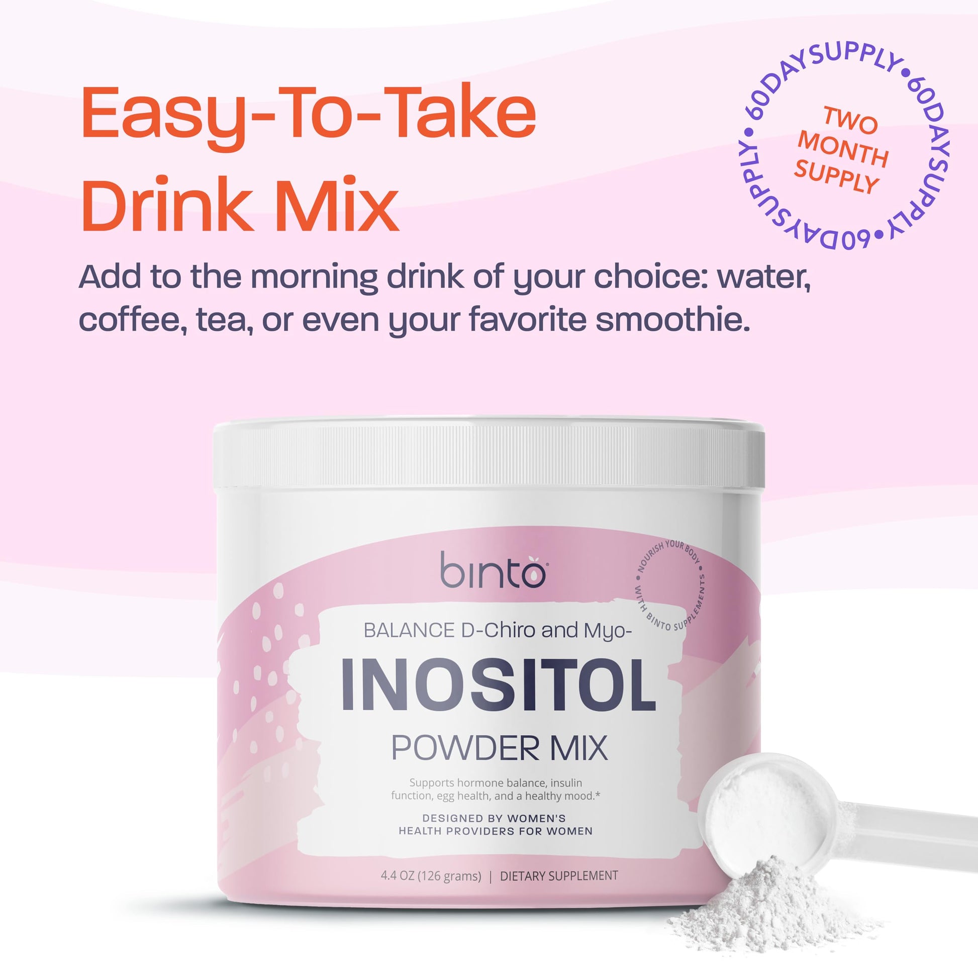 Binto Inositol Powder Mix | 60-Day Supply | 40:1 Ratio of Myo and D-Chiro Inositol - AB Mystery