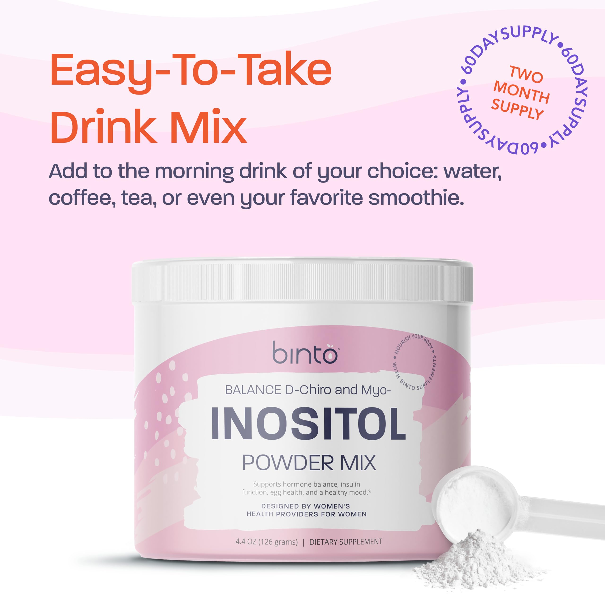 Binto Inositol Powder Mix | 60-Day Supply | 40:1 Ratio of Myo and D-Chiro Inositol - AB Mystery