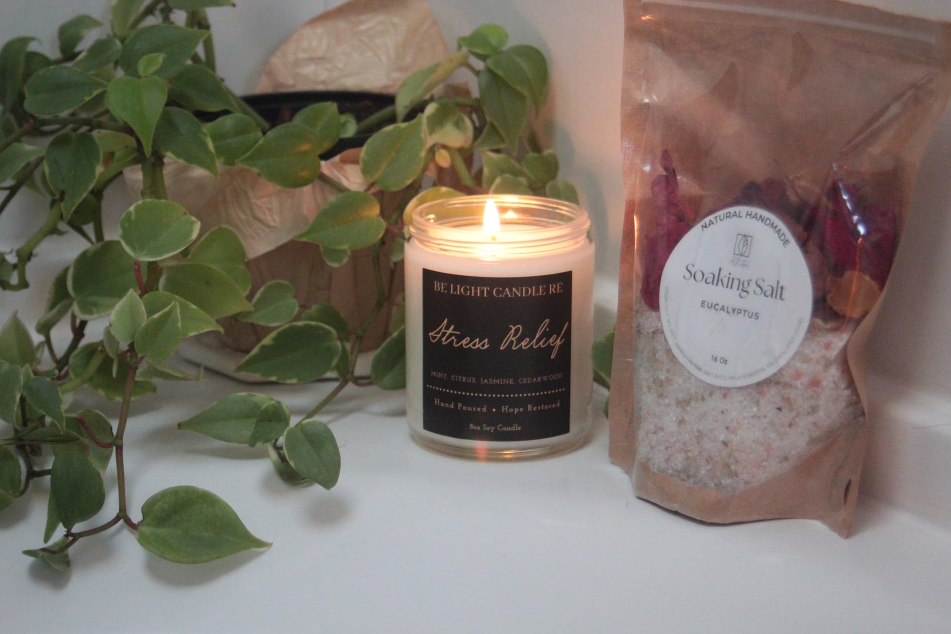 Stress Relief Candle | Purpose-Driven Soy Candles | Scented Candle for Home | 8oz Long Lasting Candle - AB Mystery