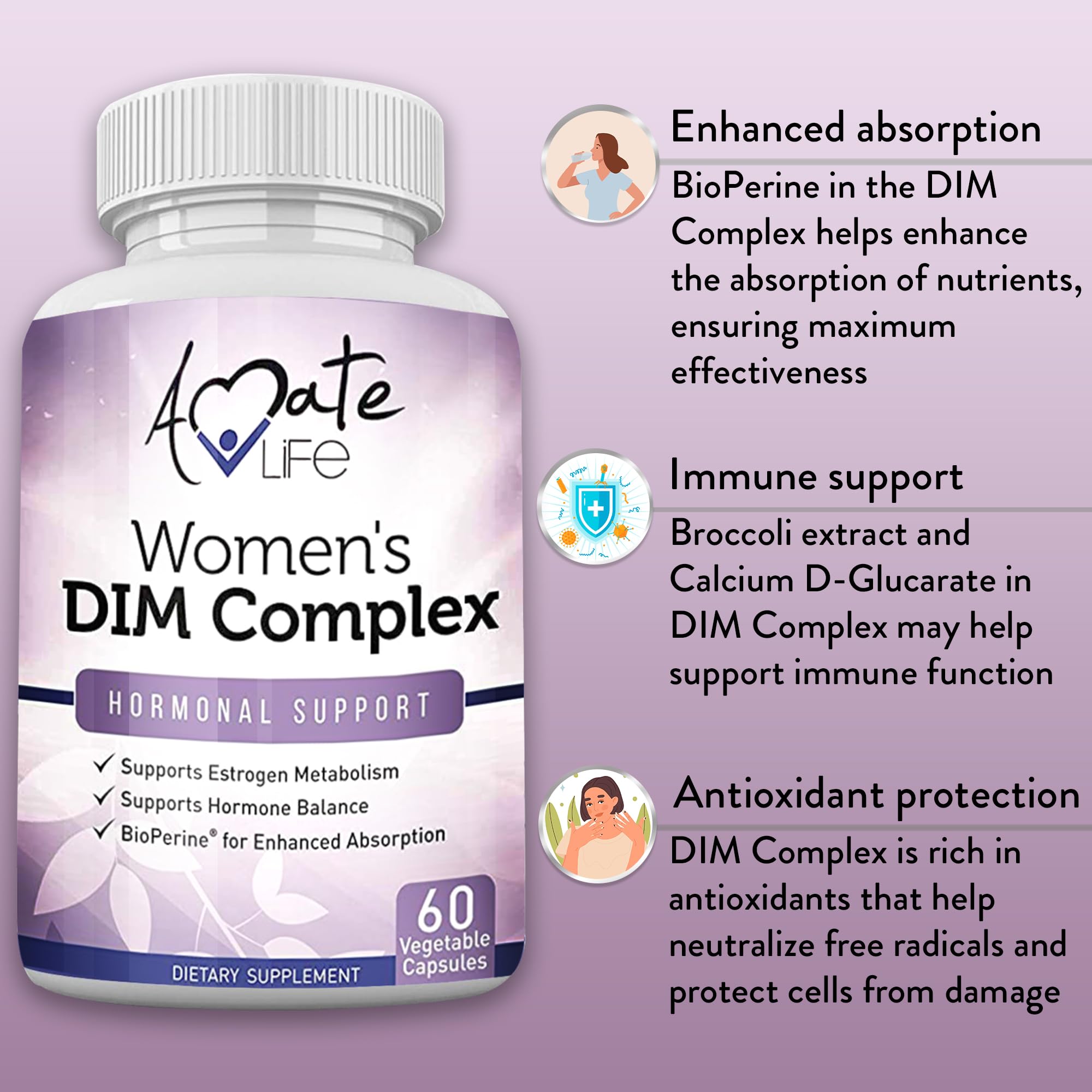 Women’s DIM Complex 150mg - Bioperine Estrogen Balancing Pills for Menopause & Hot Flashes Relief - AB Mystery
