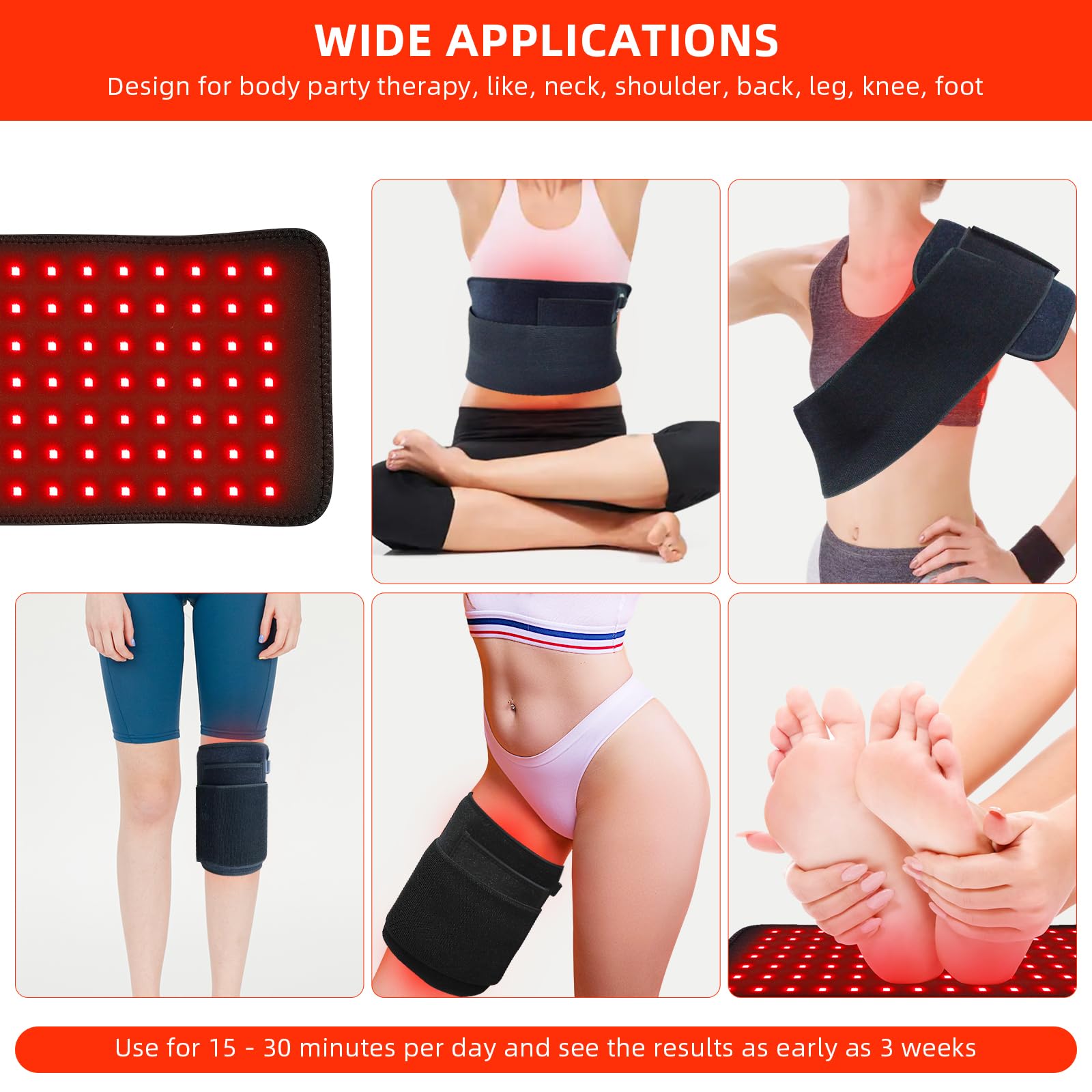 Red Light Therapy Infrared Light Therapy Pad for Body Pain NIR Deep Therapy for Back Knee Hands - AB Mystery