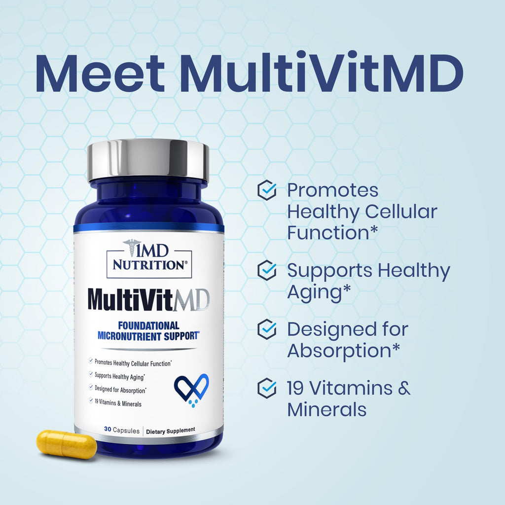 1MD Nutrition MultiVitMD Daily Multivitamin – 19 Essential Vitamins & Minerals for Adults Over 55 | Supports Healthy Aging, Heart, Brain, Bone, & Immune Health | - AB Mystery