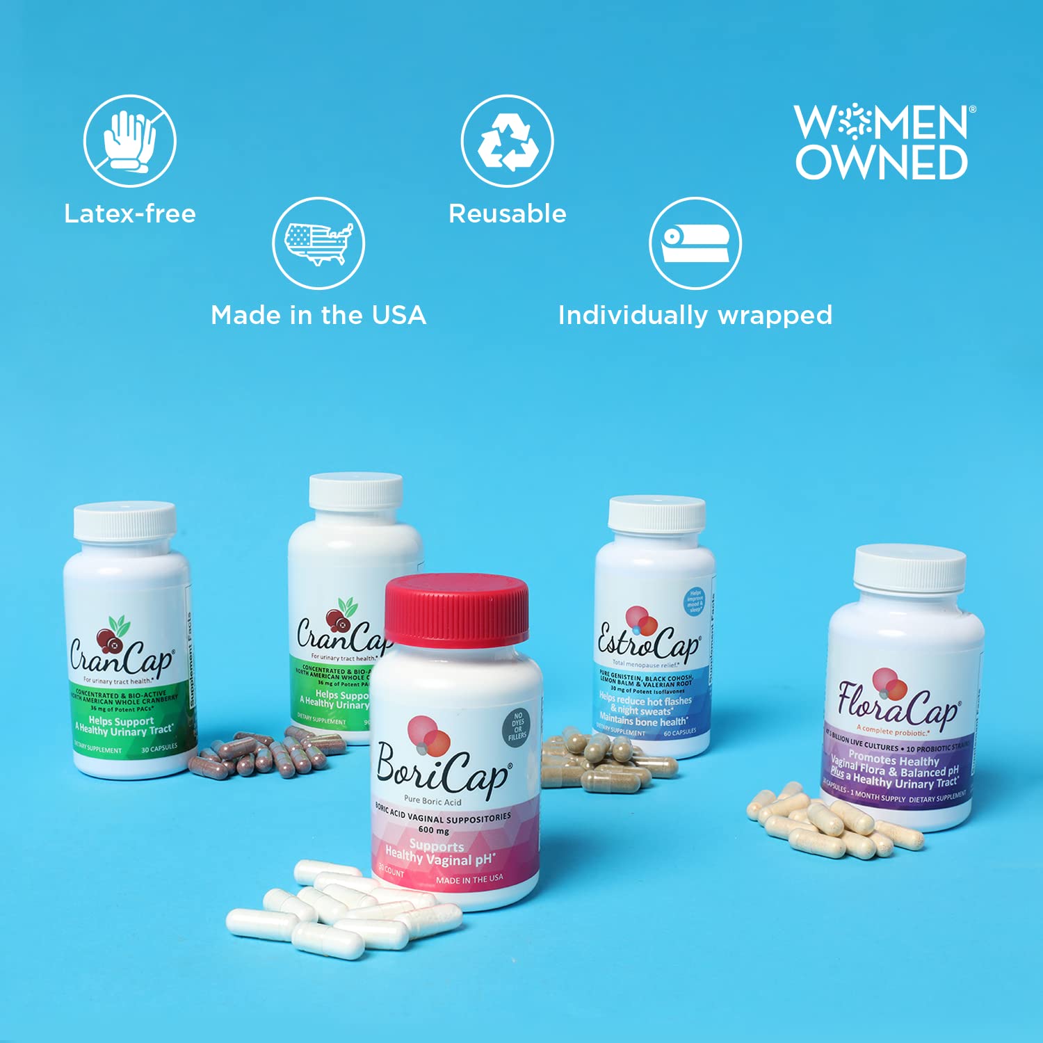 BoriCap Boric Acid Vaginal Suppository Applicators, 7 Applicators - Hygienic Solution - AB Mystery