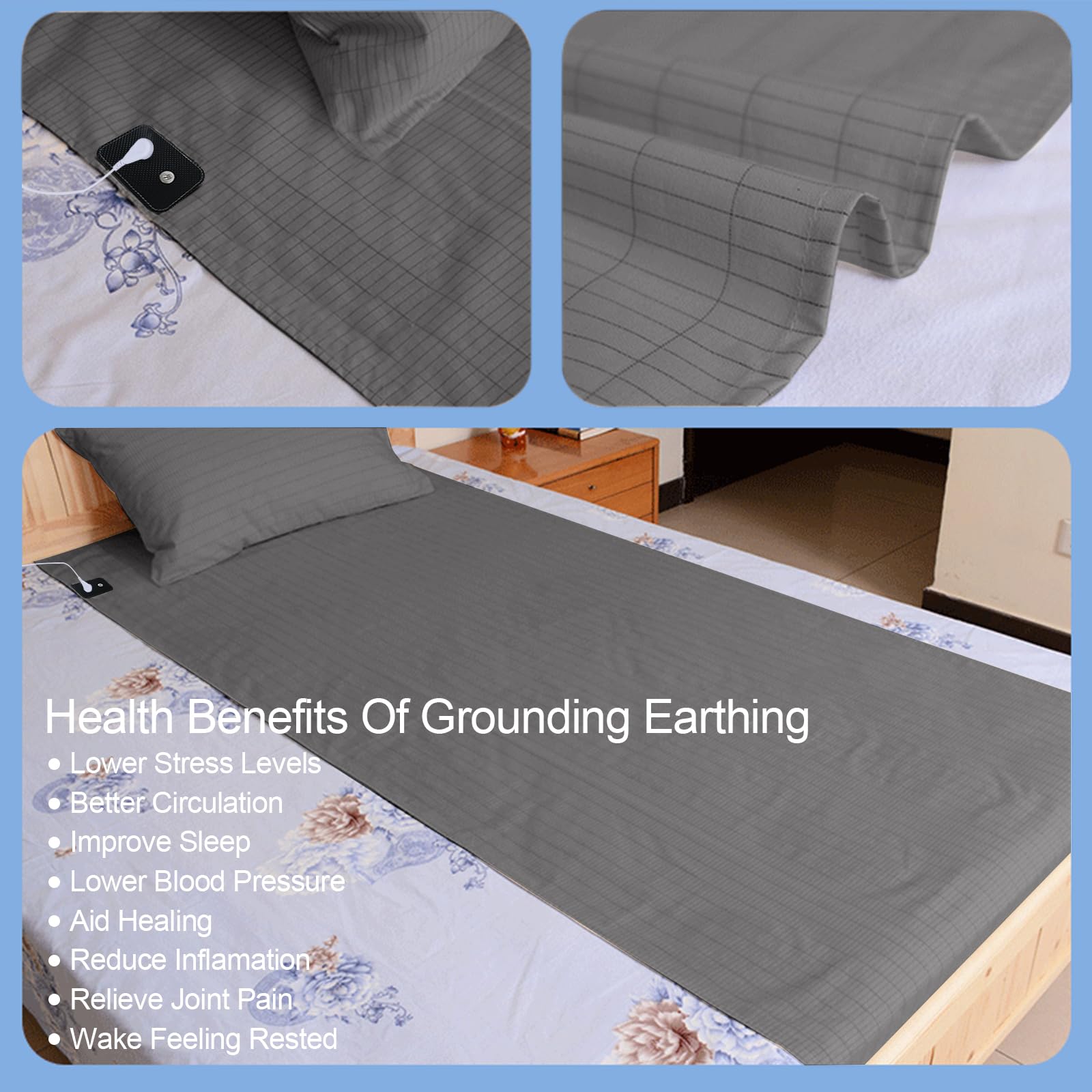 Grounding Mat for Bed, Grounding Sheets Blanket with Grounding Cord, Earthing Mat Grounding Pad - AB Mystery