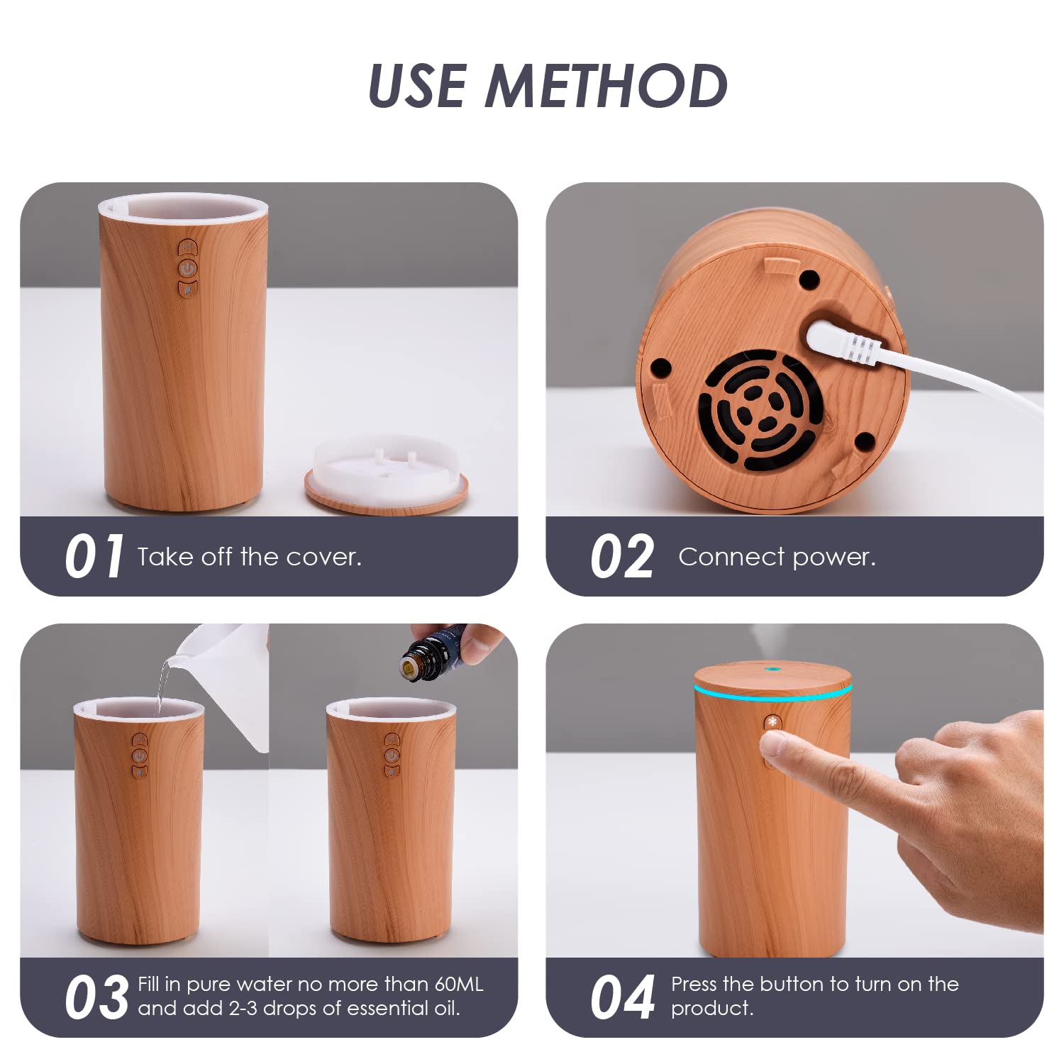 Car Diffuser, USB Essential Oil Diffuser Ultrasonic Car Humidifier Aromatherapy Diffusers - AB Mystery