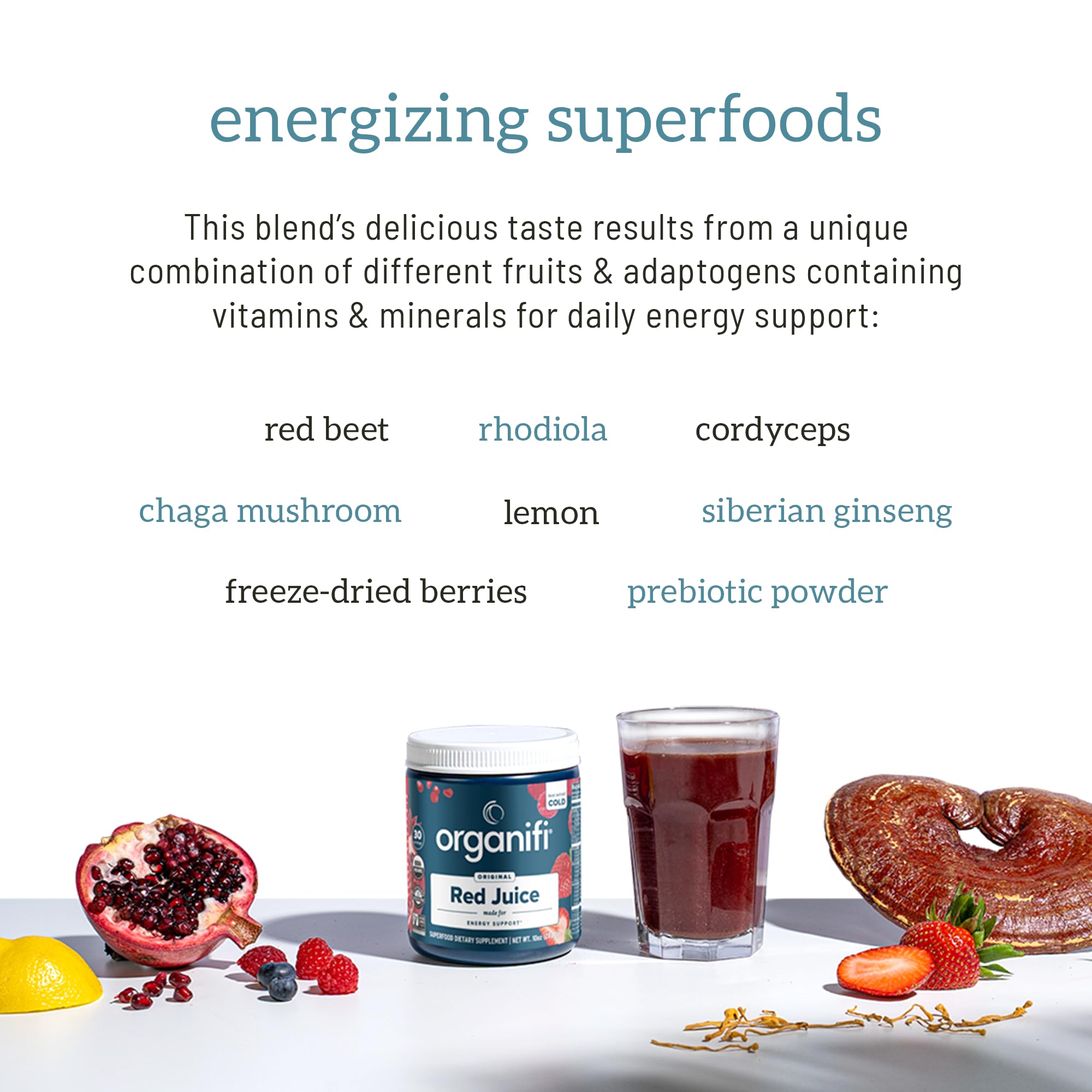 Organifi Red Juice - Vegan Energy Powder - Berry-Flavored Adaptogen Drink - AB Mystery