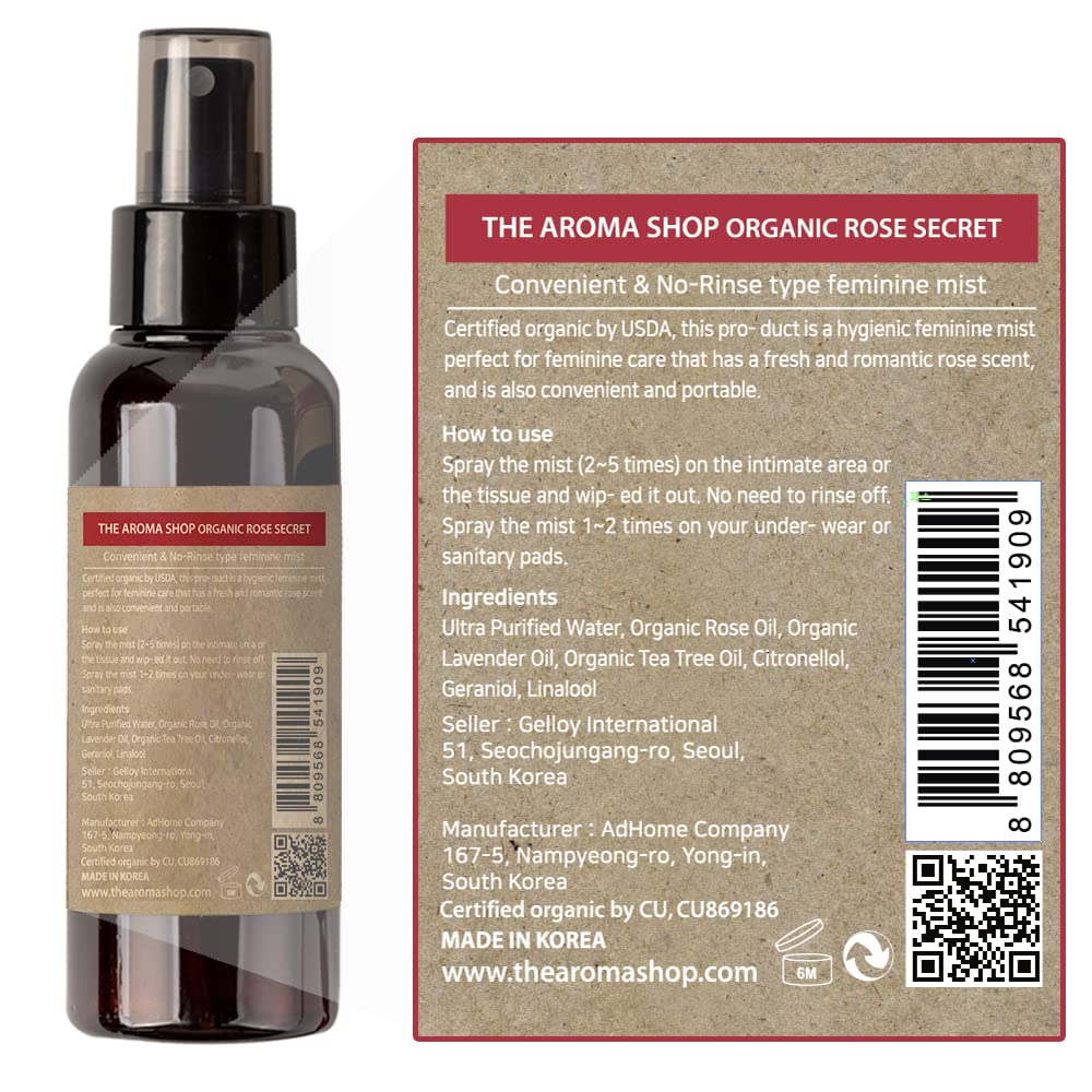 [USDA] TheAromaShop Organic Rose Secret- Natural feminine Spray,Intimate Care - AB Mystery