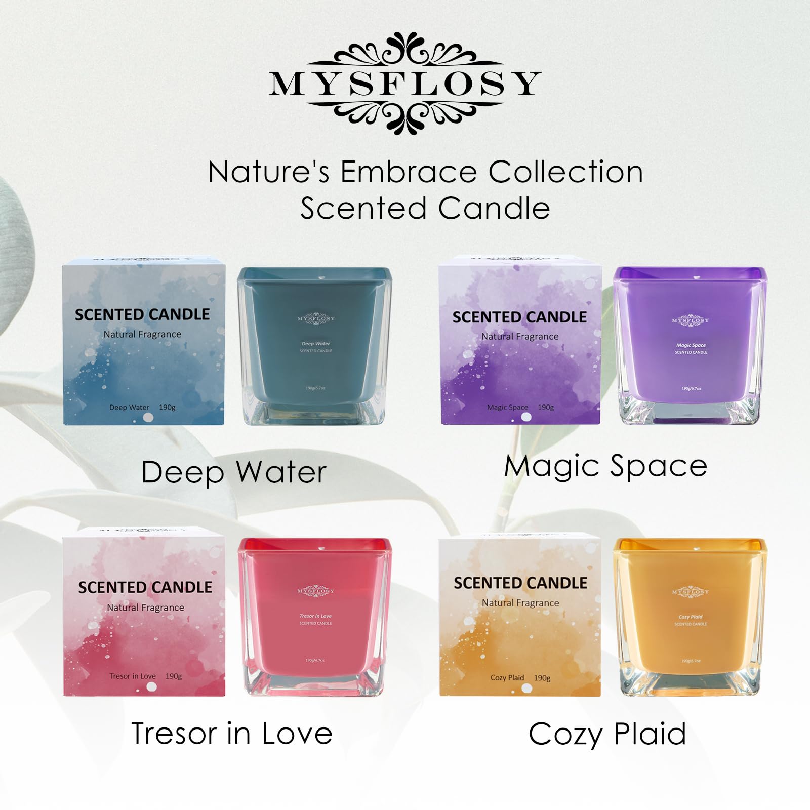 Mysflosy Soy Aromatherapy Candle, 40 Hour Burn time, Scented Candles with Floral and Fruity Scents - AB Mystery