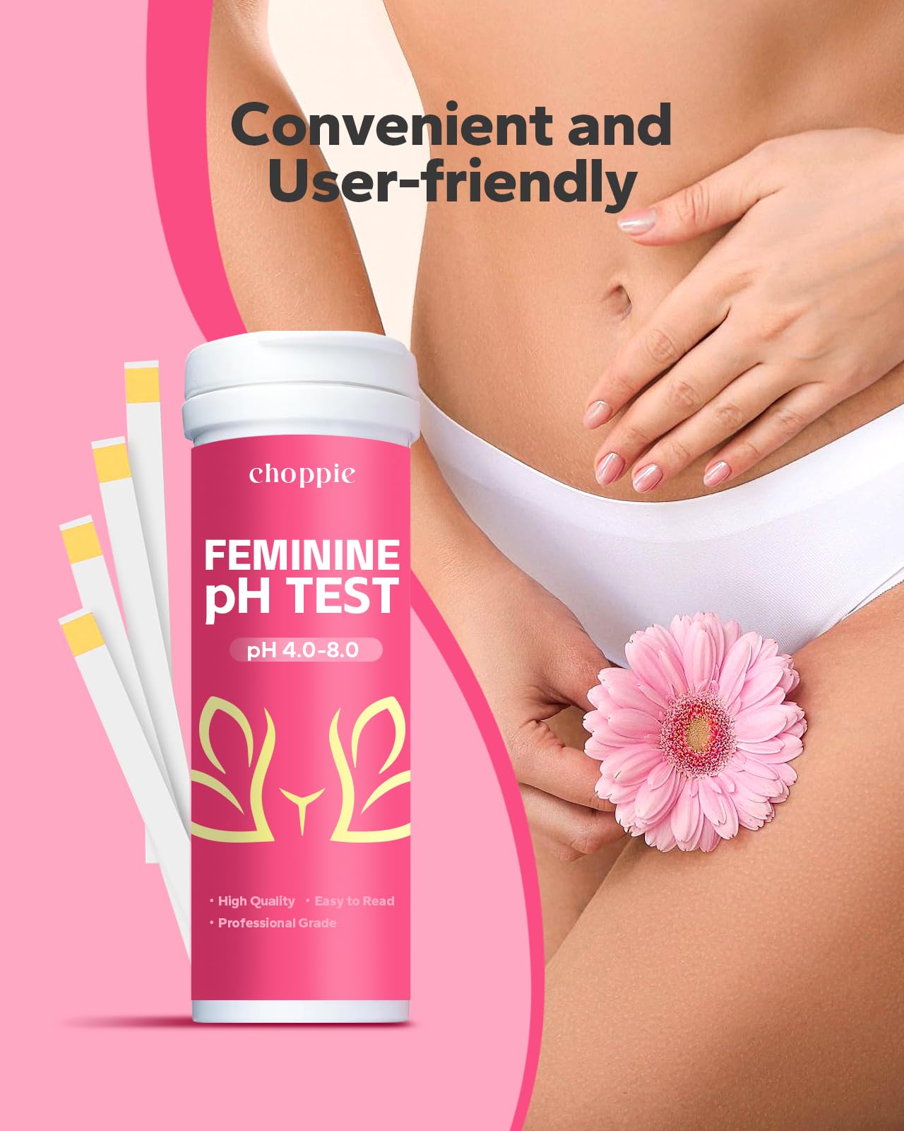 Choppie Vaginal Health pH Test Strips (50 Strips), pH Balance Test Strips for Women, Vaginal pH Test Strips - AB Mystery