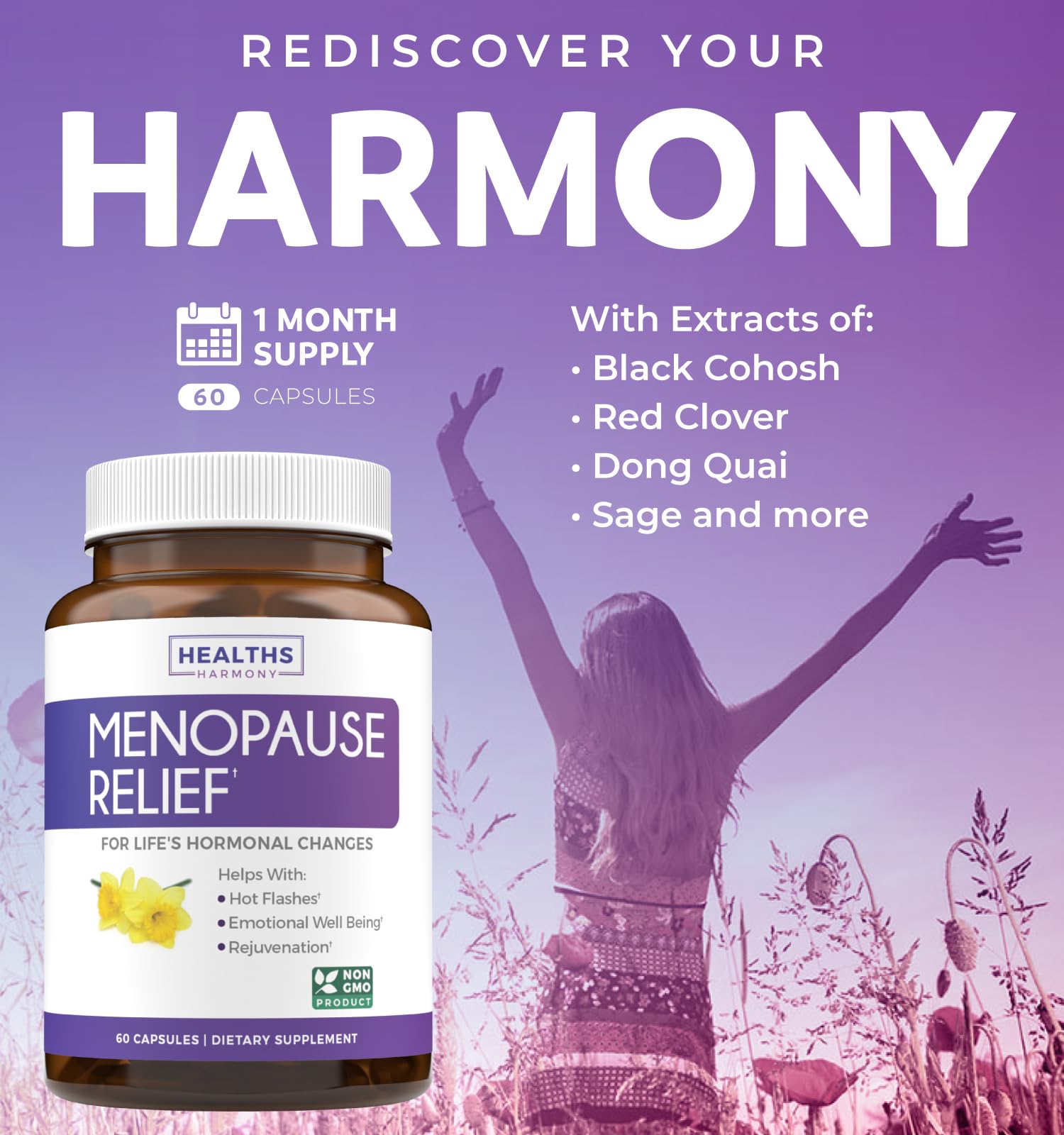 Complete Menopause Relief (Non-GMO) Multi-Symptom Relief From Hot Flashes, Night Sweats, Mood Swings - AB Mystery