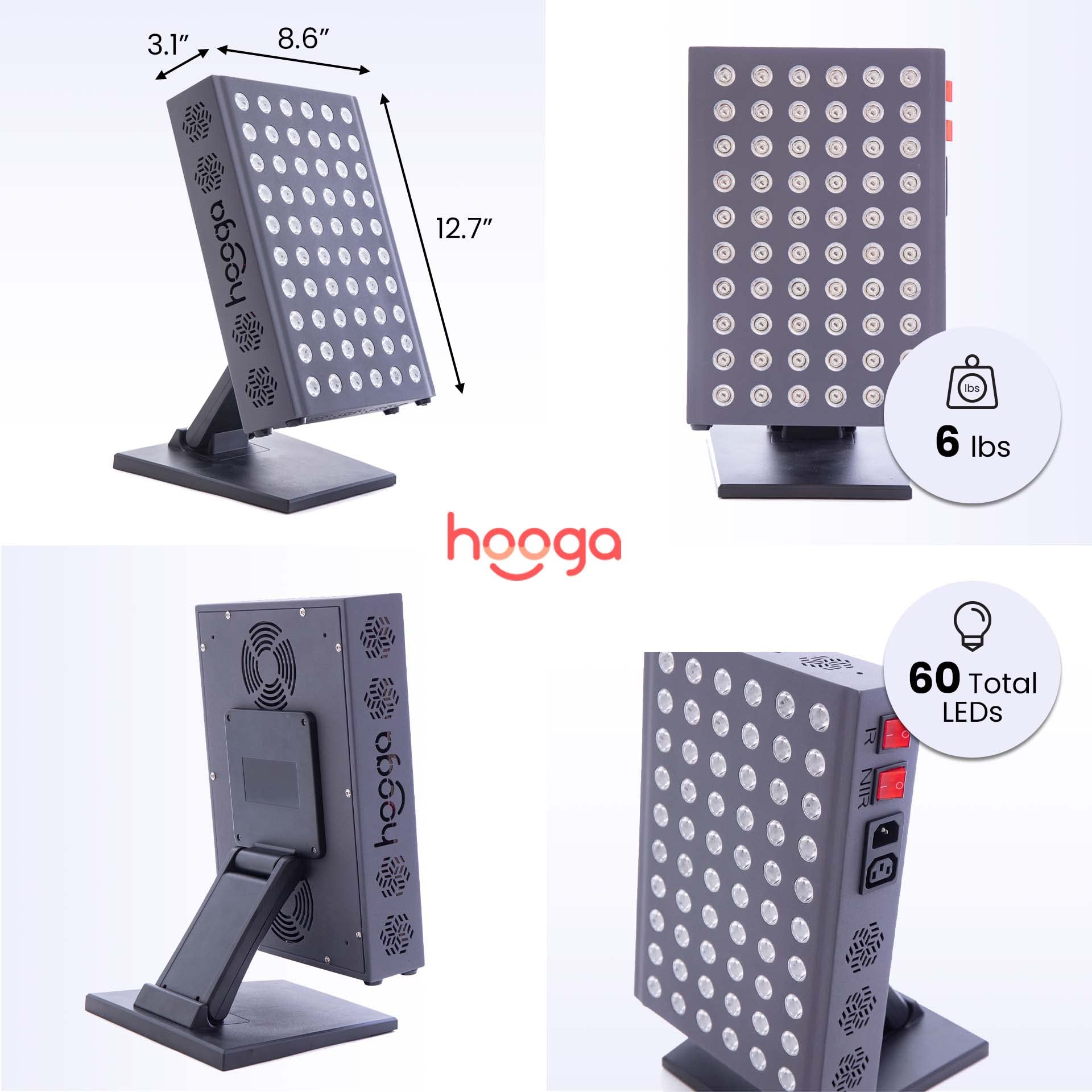 Hooga Red Light Therapy 660nm 850nm Red Near Infrared, Dual Chip Flicker Free LEDs, PRO Series - AB Mystery