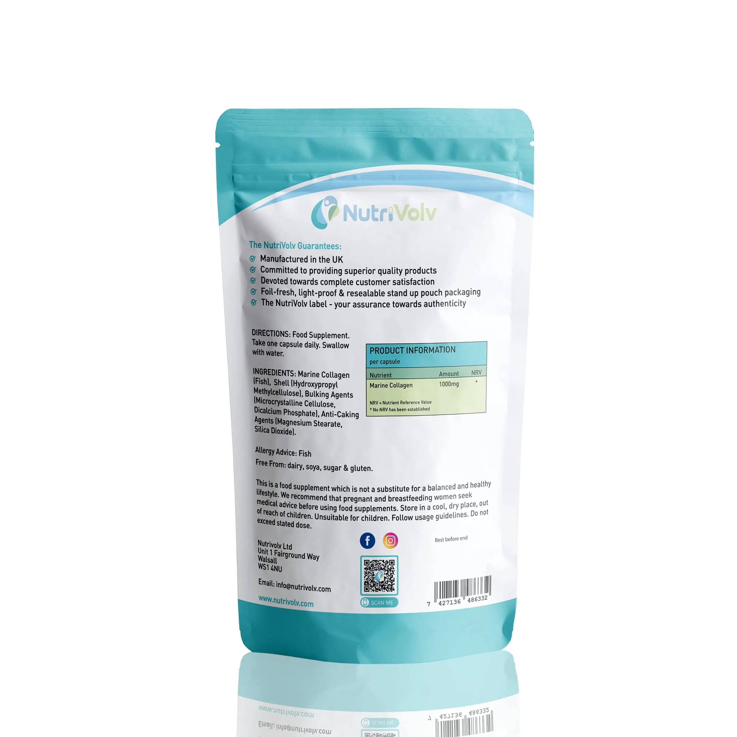 Nutrivolv Collagen Marine (1000mg) Supplement for Skin , Anti Ageing Nutrivolv