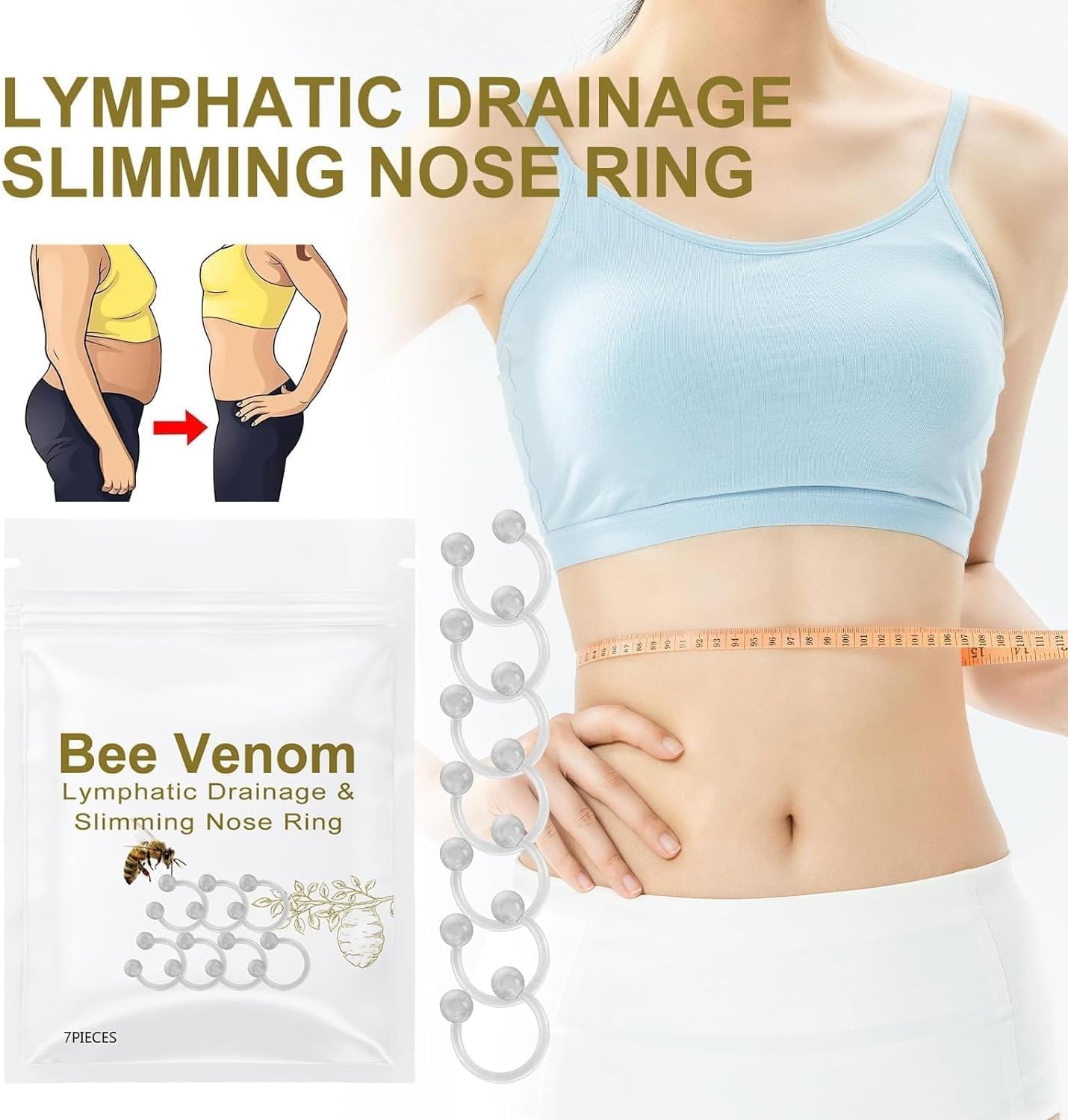 Bee Venom Slimming Nose Ring, Bee Venom Lymphatic Drainage Nose Ring, Bee Venom Lymphatic - AB Mystery