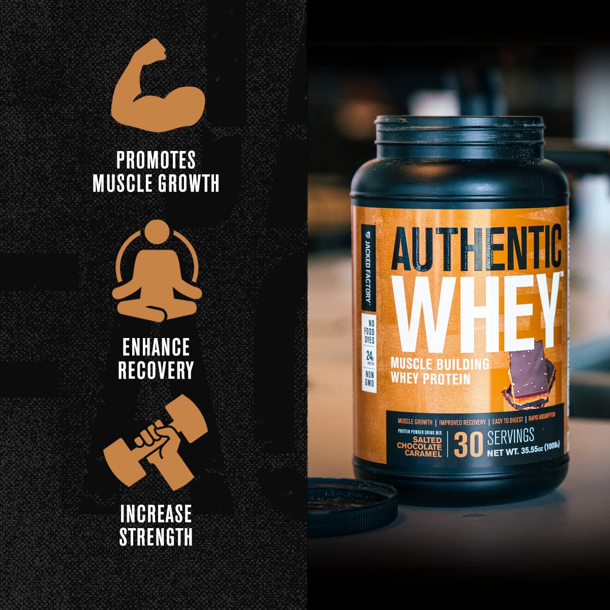 Jacked Factory Authentic Whey Muscle Building Whey Protein Powder - Low Carb - AB Mystery