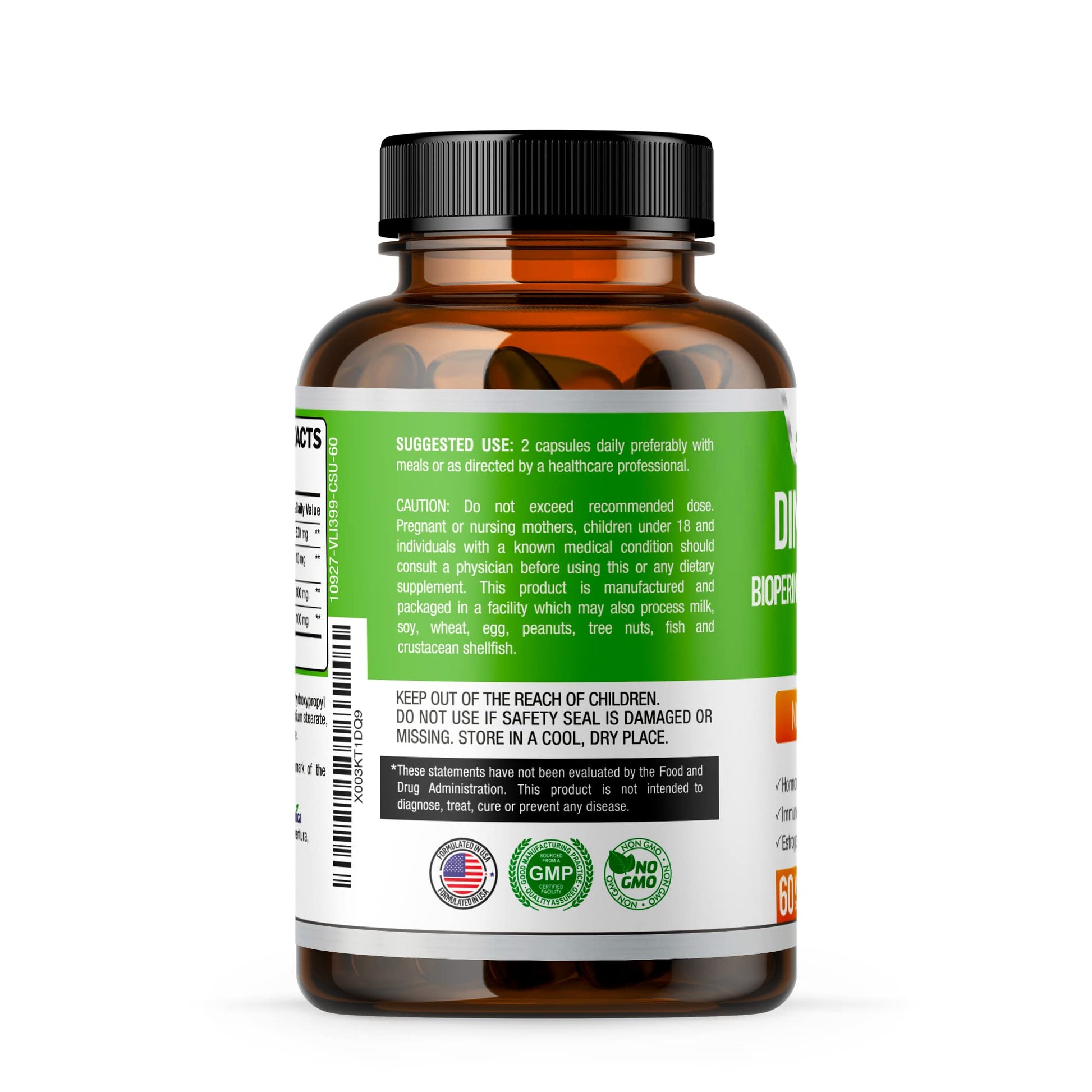 DIM Supplement (Diindolylmethane) 300mg + BioPerine + Calcium D-Glucarate for Women & Men - AB Mystery