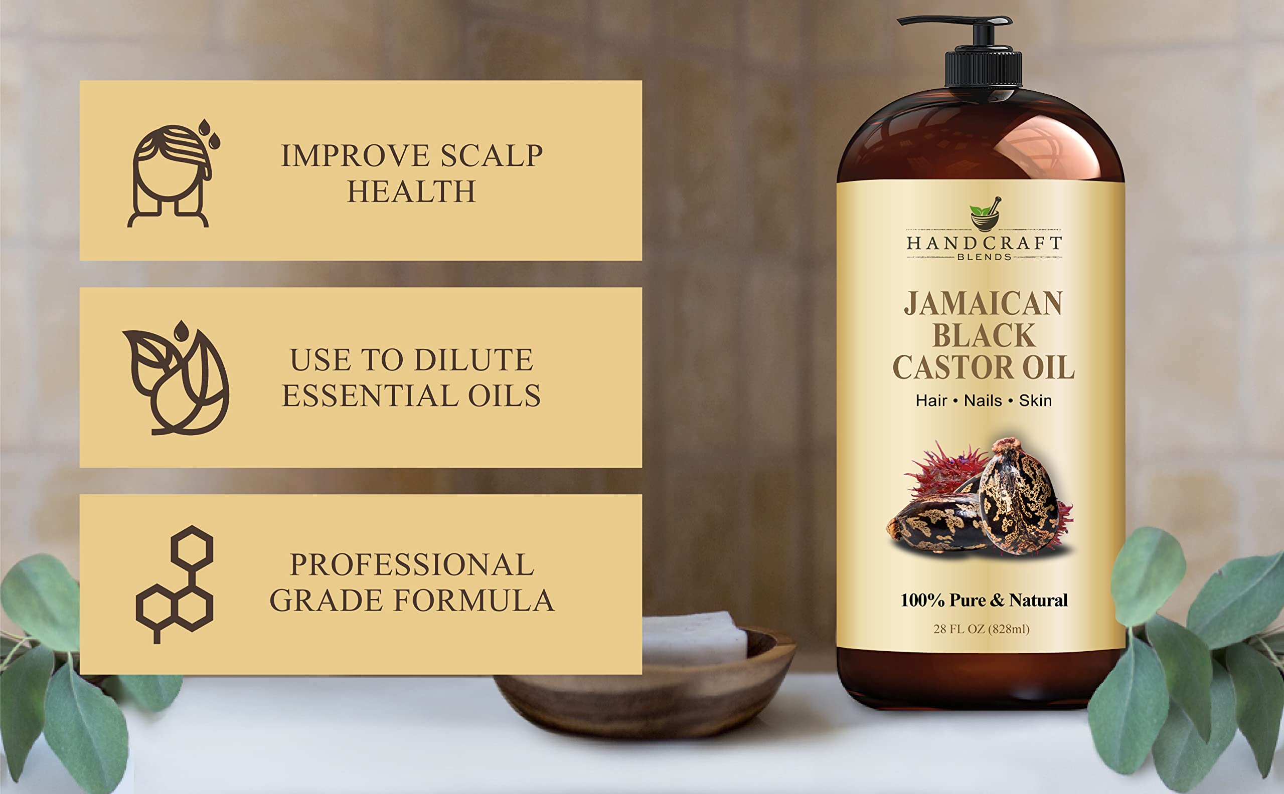 Handcraft Blends Jamaican Black Castor Oil for Hair Growth, Eyelashes and Eyebrows - AB Mystery