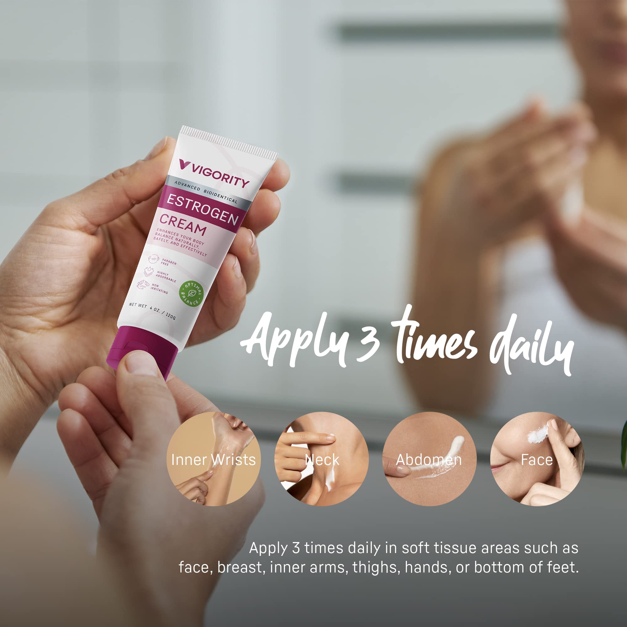 Estrogen Cream For Women, Natural Bioidentical, Hot Flashes Menopause Relief, Estrogen Cream Vigority