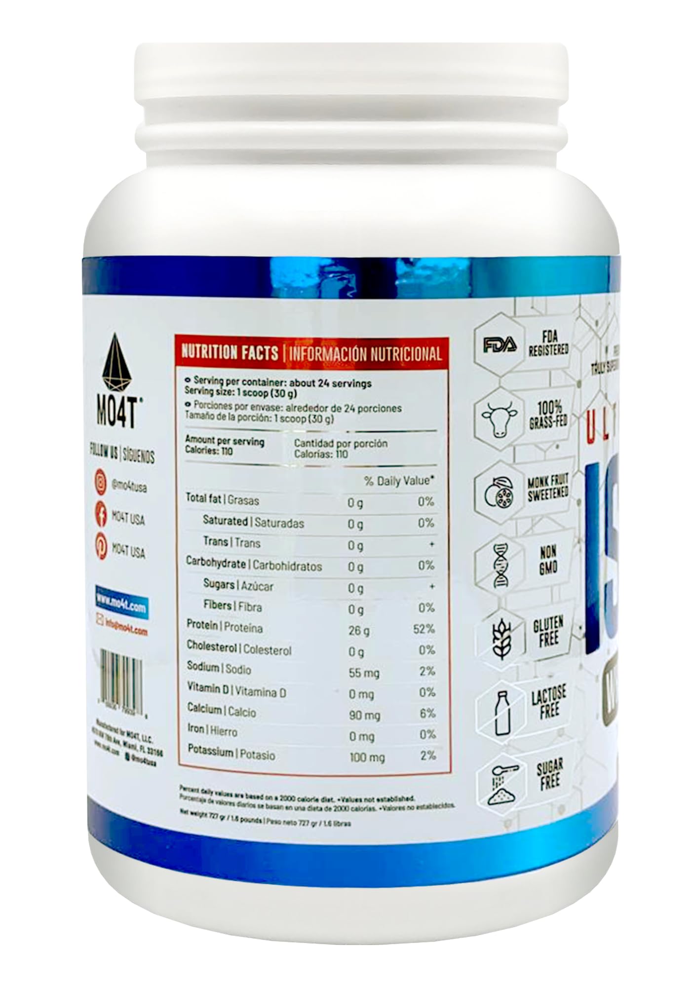 MOMOF4TRANSFORM MO4T Grass Fed Whey Protein Isolate Powder, Naturally Sweetened - AB Mystery