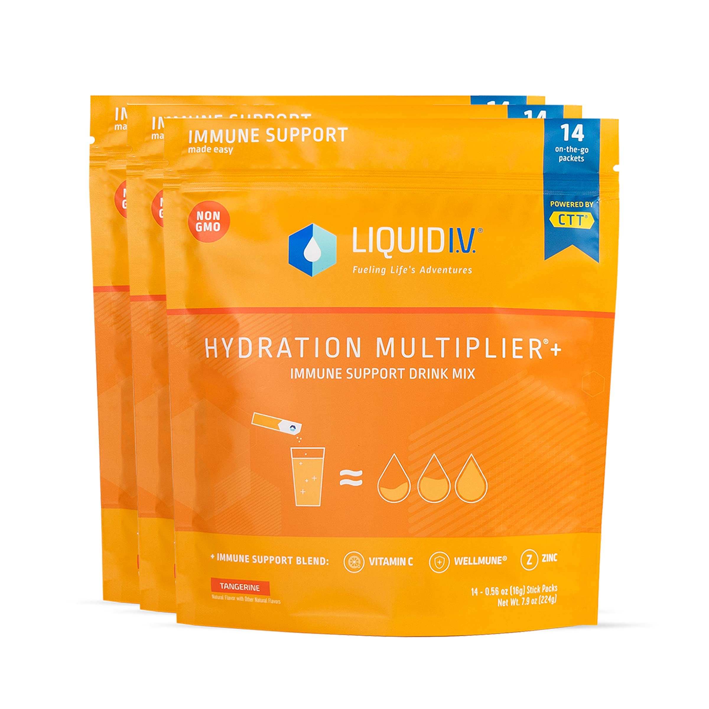 Liquid I.V. Hydration Multiplier + Immune Support - Tangerine - Hydration Powder 
