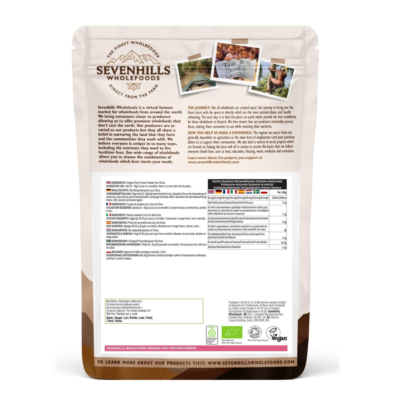 Sevenhills Wholefoods Organic Rice Protein Powder 500g Sevenhills Wholefoods