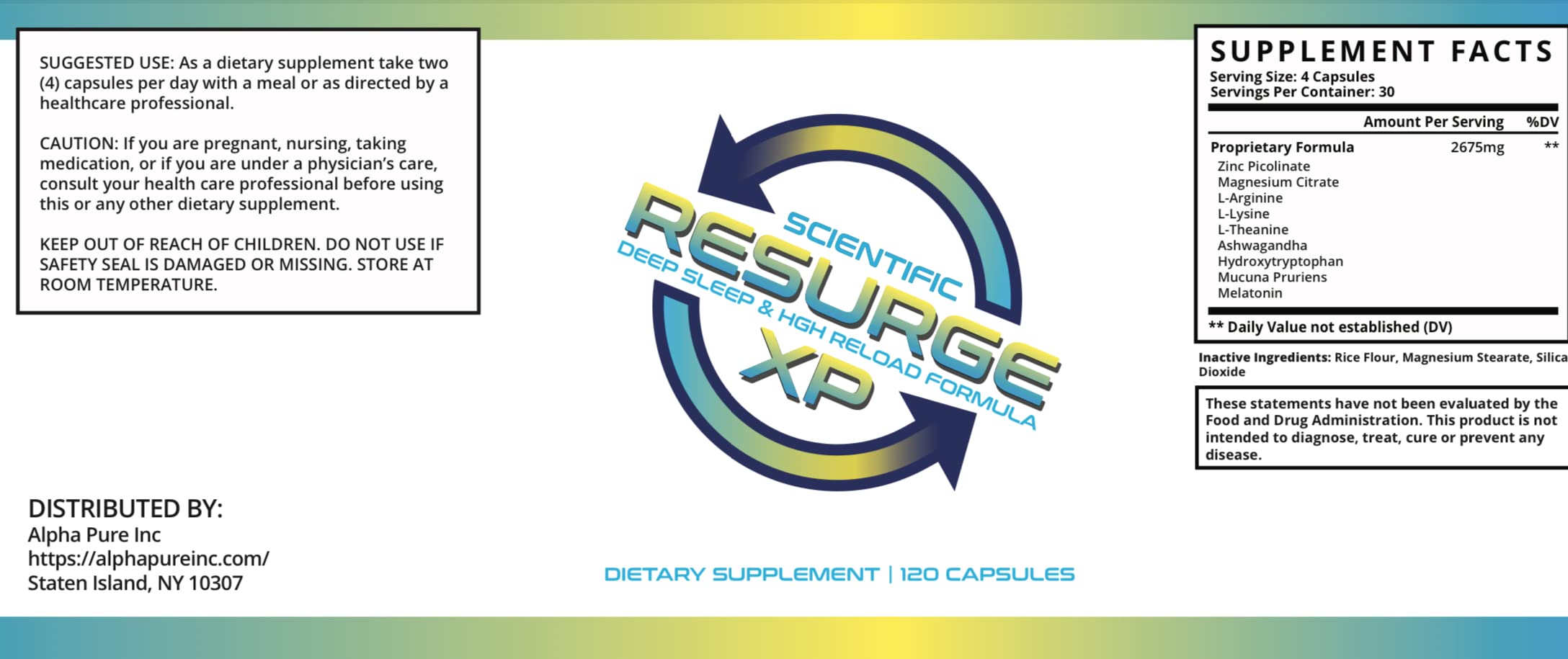 Alpha Pure Scientific Resurge XP Deep Sleep Support Formula 120 Capsules - AB Mystery