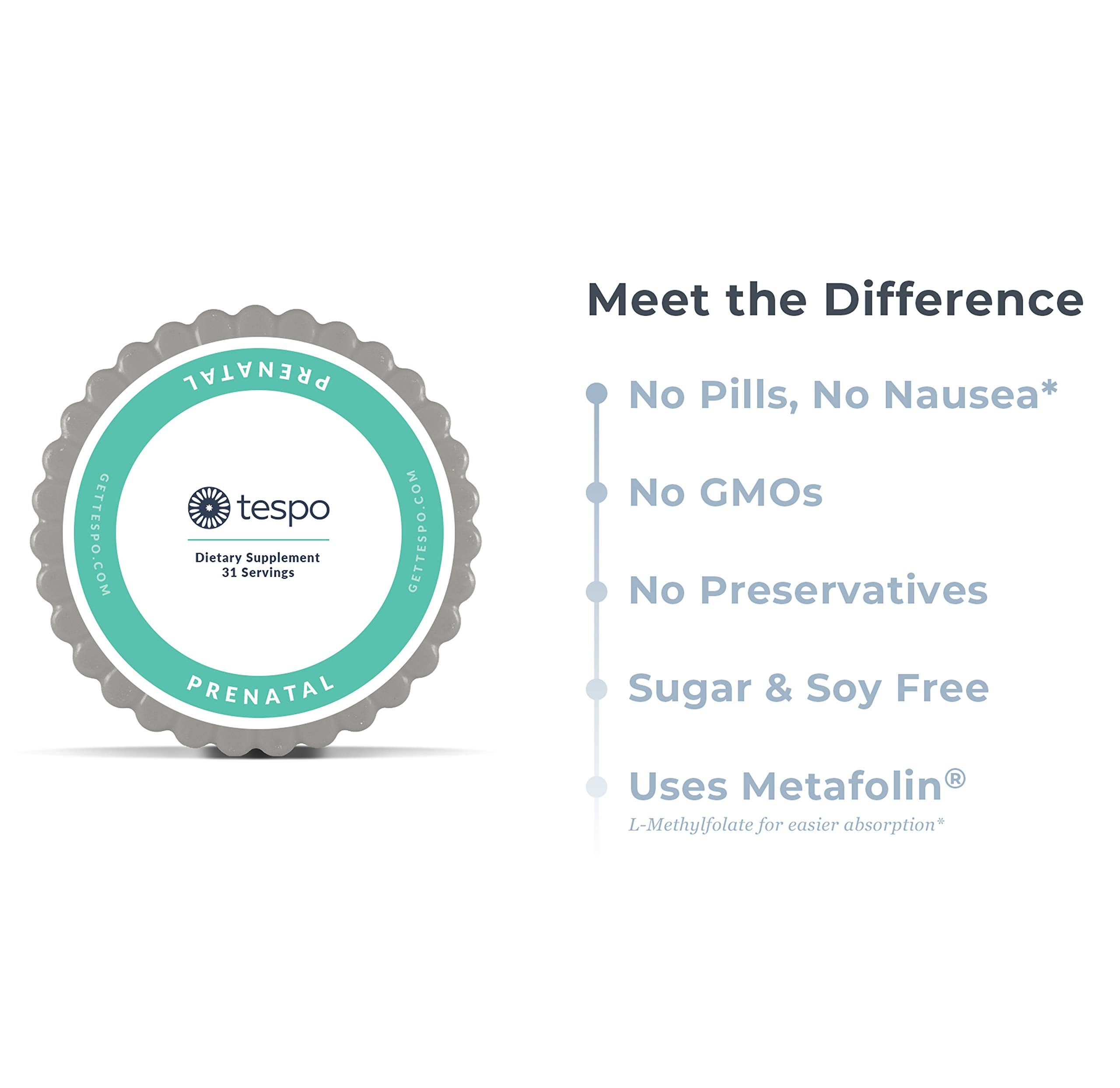 Prenatal Liquid Vitamin | 2 Oz. Liquid Serving | No Nausea | 31 Servings | Zero Sugar | Zero Pills Tespo