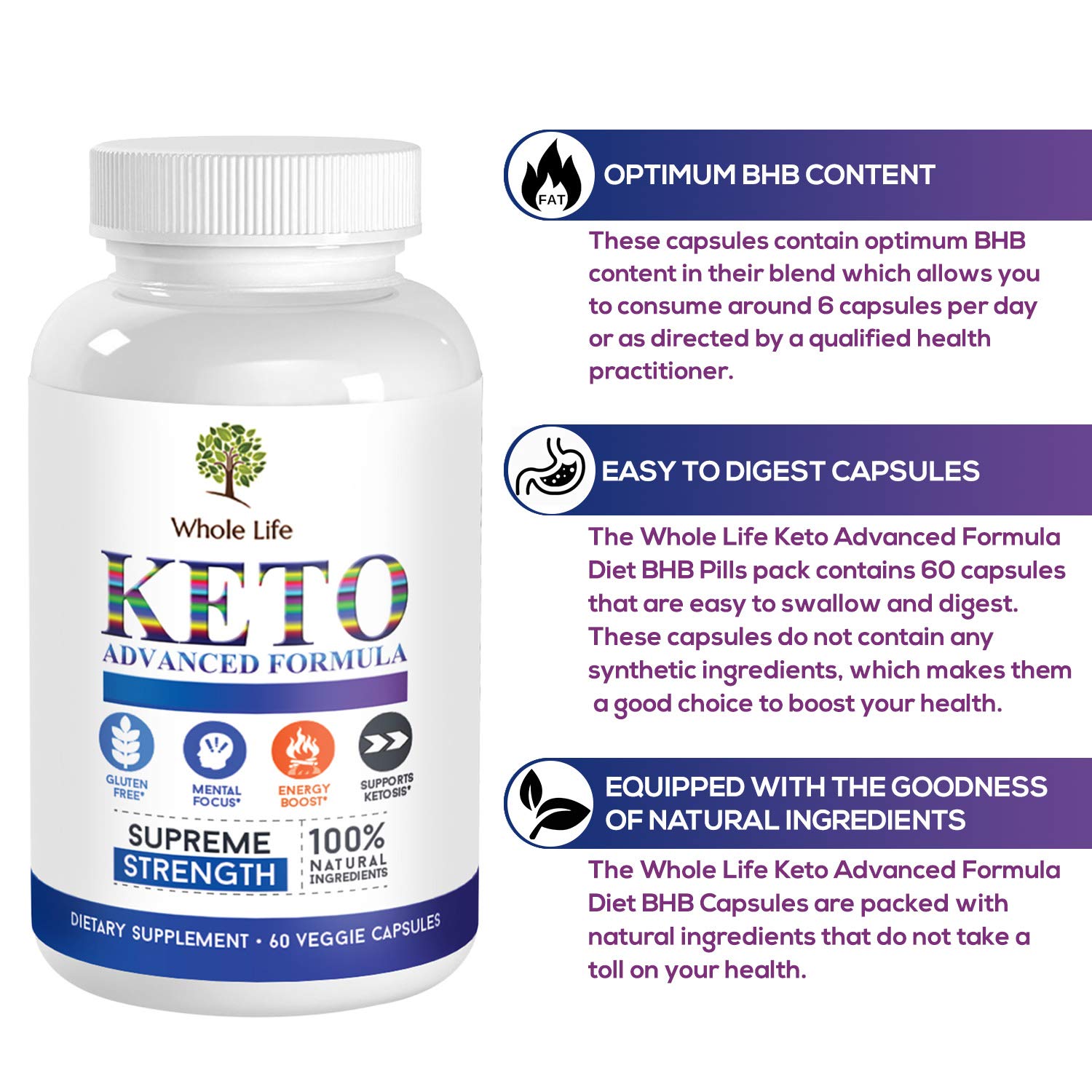 WHOLE LIFE Keto Advanced Formula Diet BHB Pills - Ketogenic All Natural, Support - AB Mystery