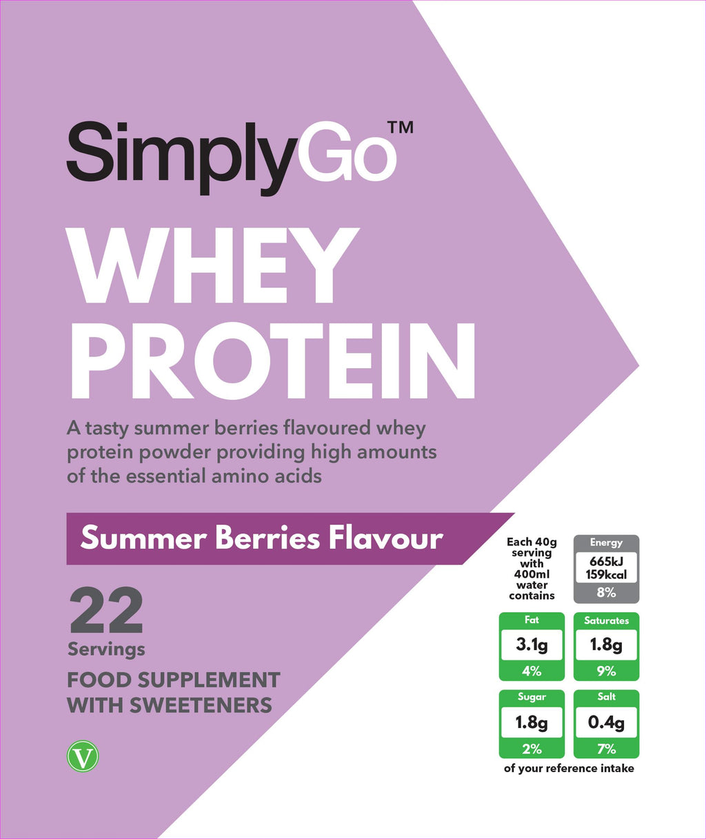 SimplyGo Whey Protein Powder | 900g | Simply Add 30g to Water, Juice or Shakes Simply Supplements