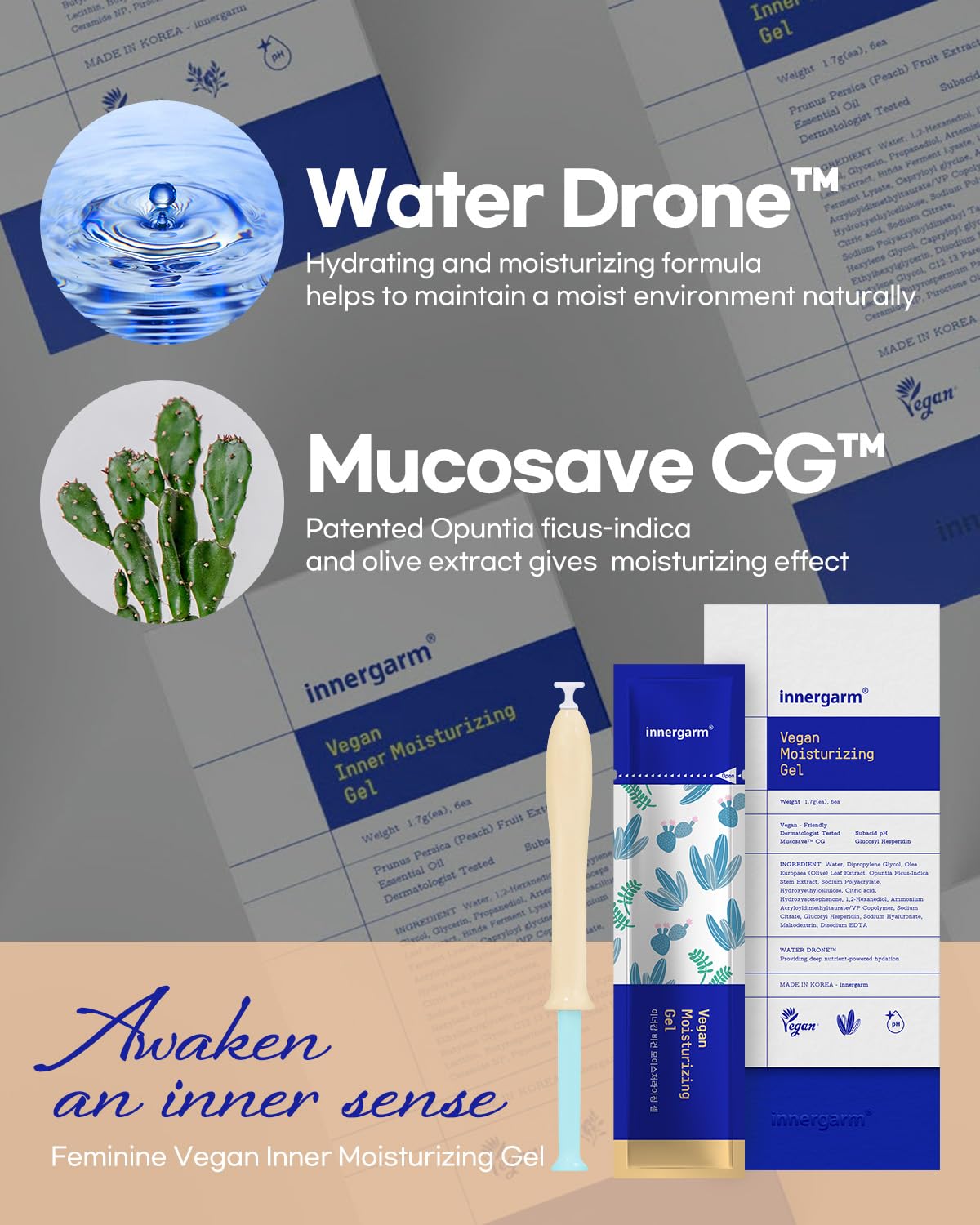 wettrust Innergarm Vegan Moisturizing Gel - pH Balanced Intimate Care for Women, Natural Ingredients, 6 Count - AB Mystery