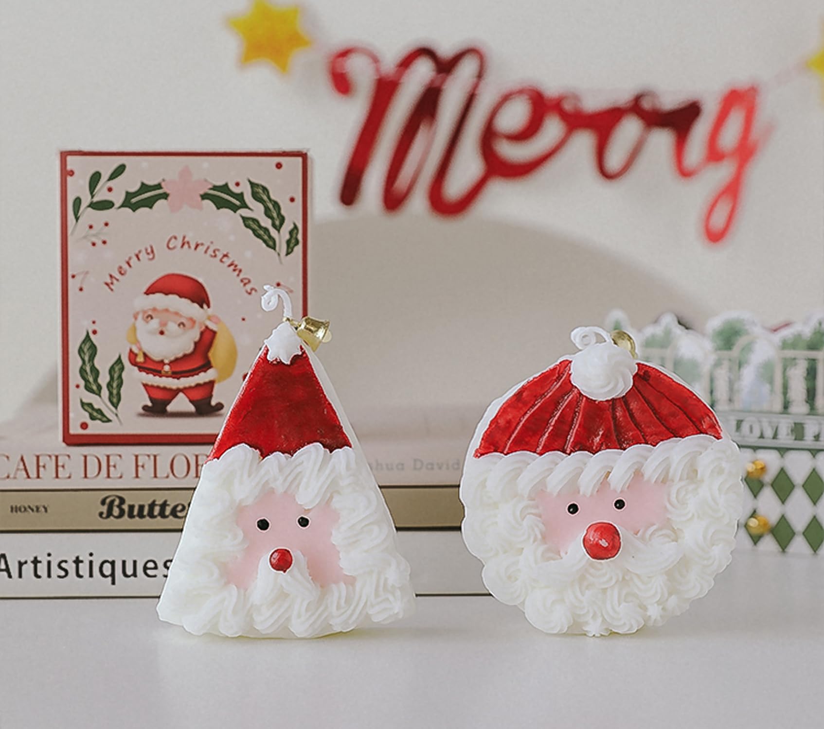 Christmas Cake Scented Candle,110G Handmade Aroma Soy Wax Santa Claus Decorative Candle - AB Mystery