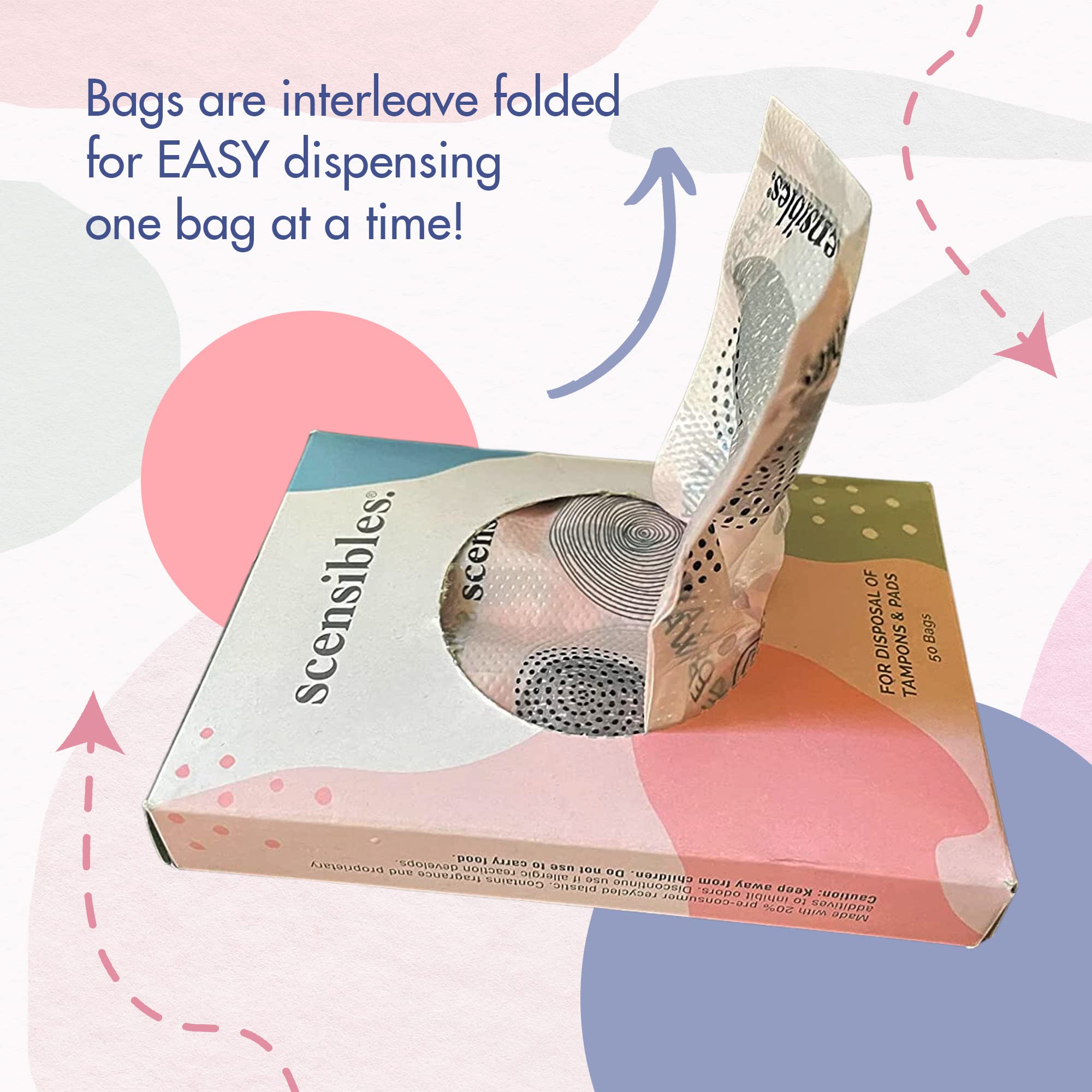 Scensibles Personal Care Disposal Bags (50 Count) - For Tampons, Pads, Liners, Condoms & More - AB Mystery