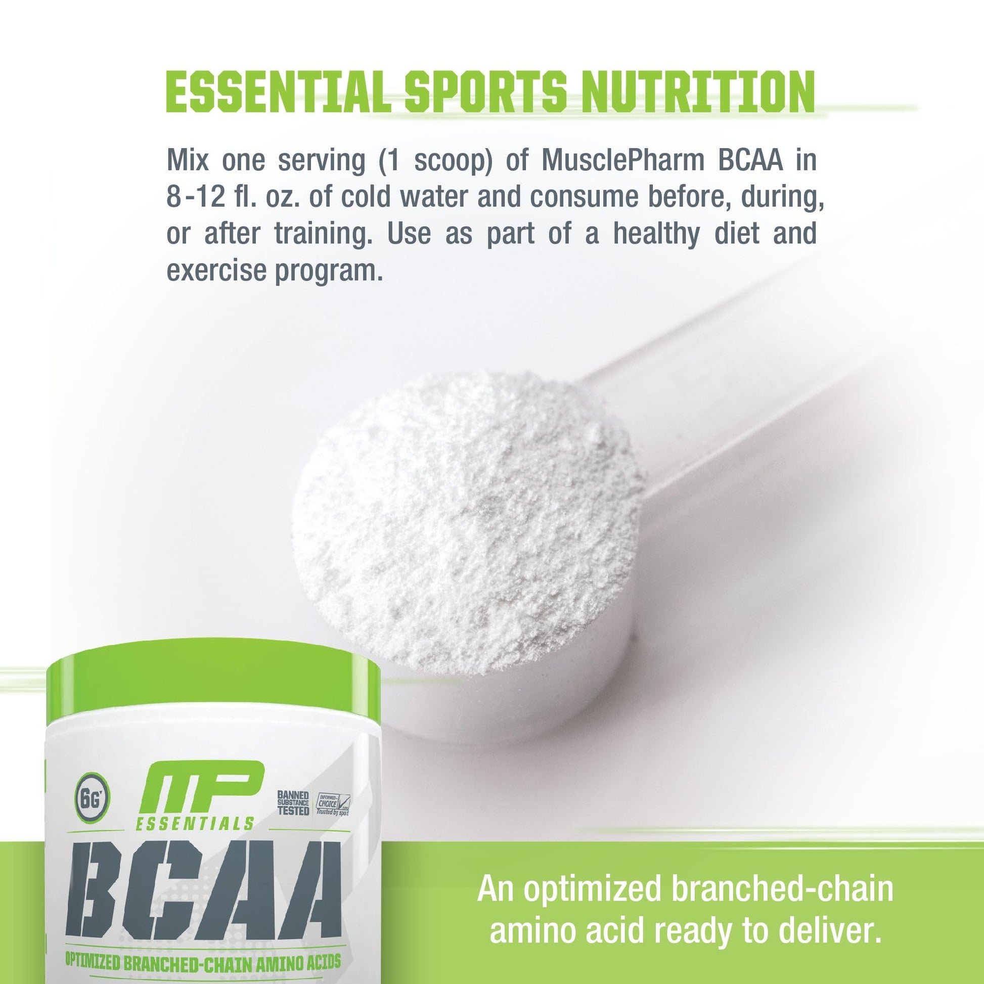 MusclePharm Essentials BCAA Powder, Pre & Post Workout Recovery Drink, Supports - AB Mystery