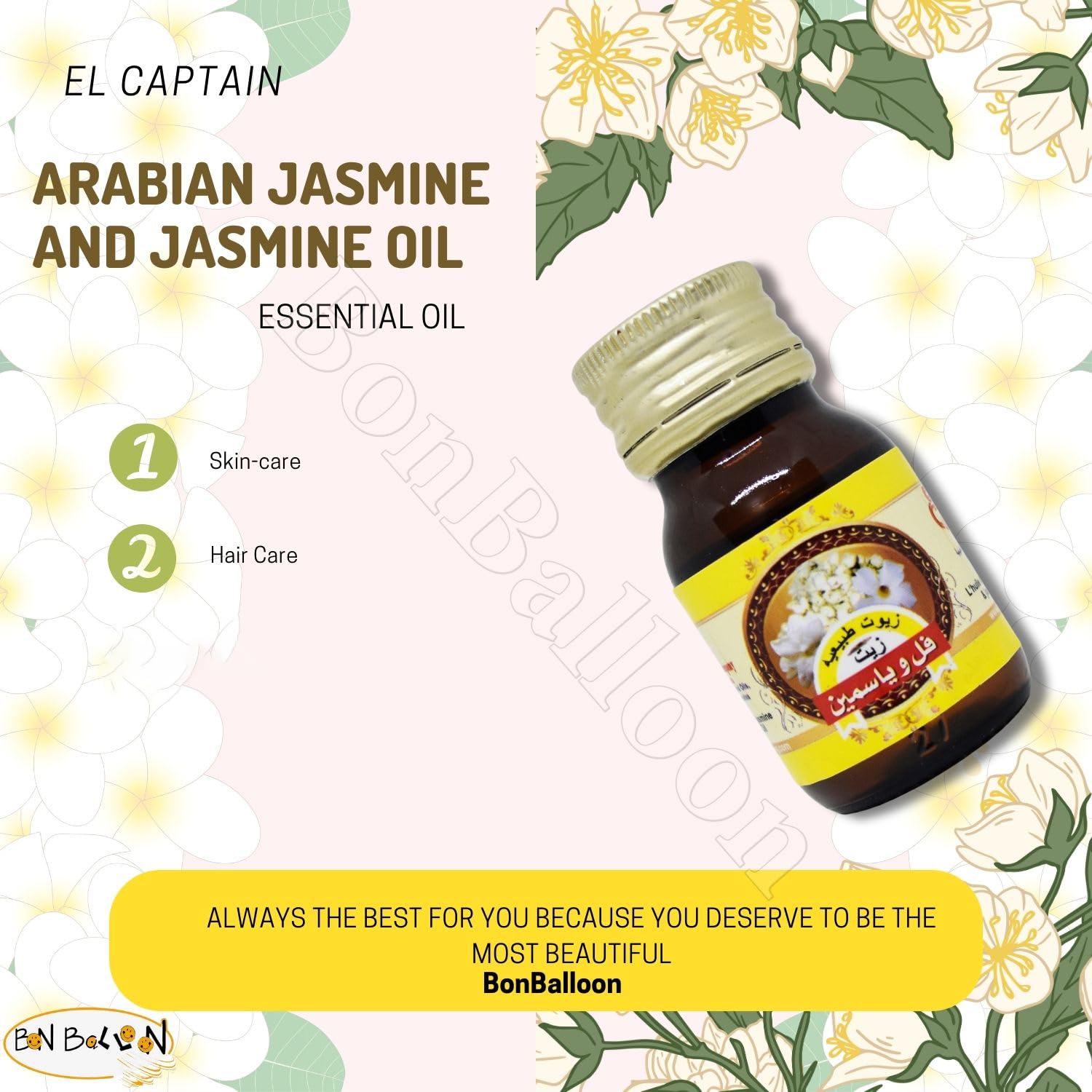 1 Pack Pure & Natural Jasmine Oil Cold Pressed El Captain Elcaptain Natural Concentrated Crude - AB Mystery
